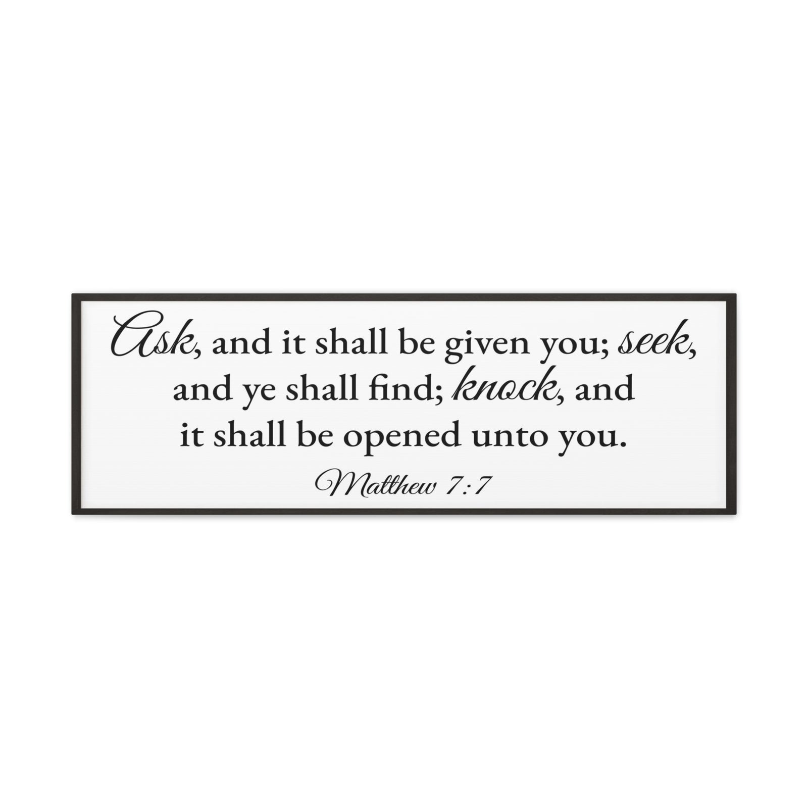 Scripture Walls Matthew 7:7 White Bible Verse Canvas Christian Wall Art Ready to Hang Unframed-Express Your Love Gifts