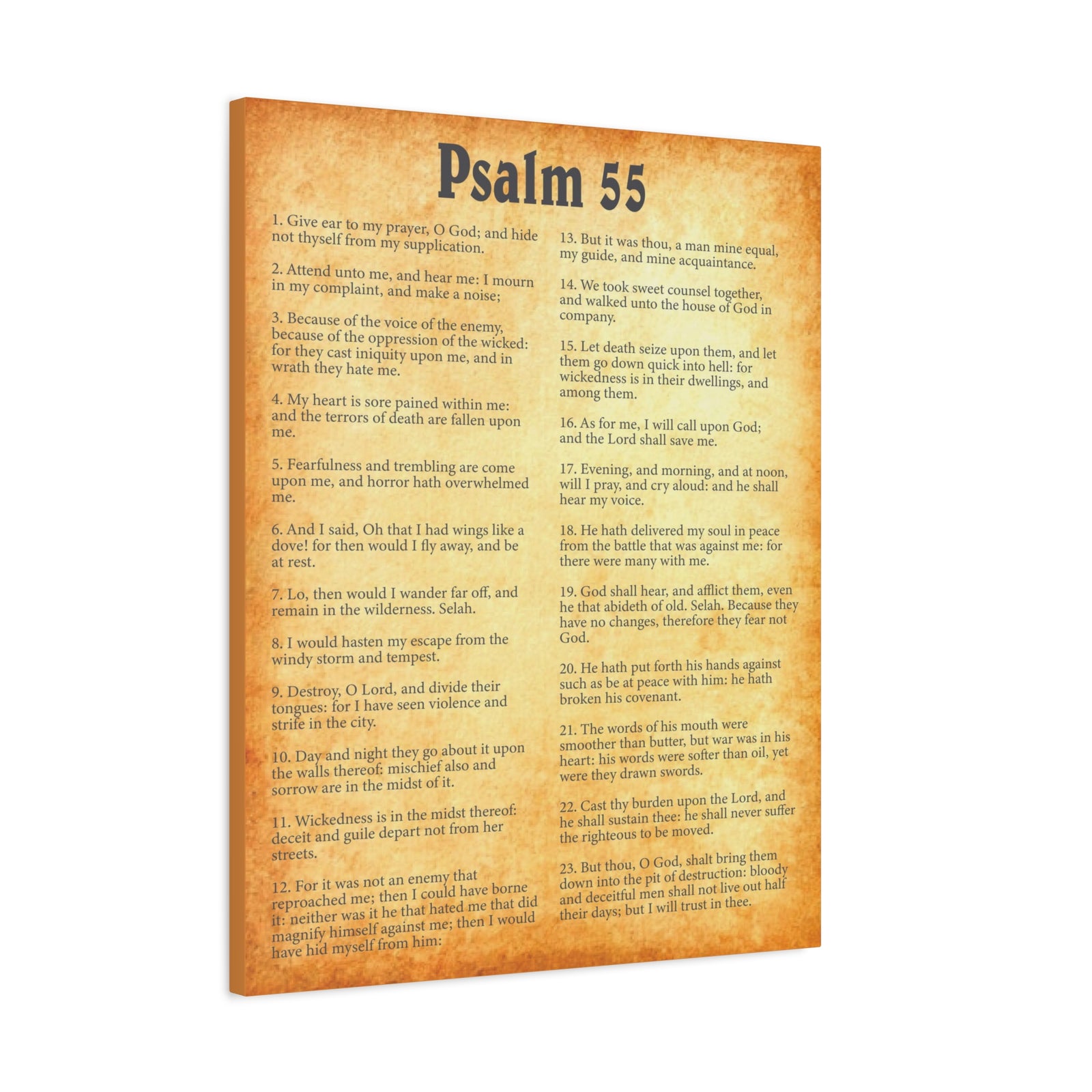 Scripture Walls Psalm 55 Gold Bible Chapter Canvas Christian Wall Art Ready to Hang-Express Your Love Gifts