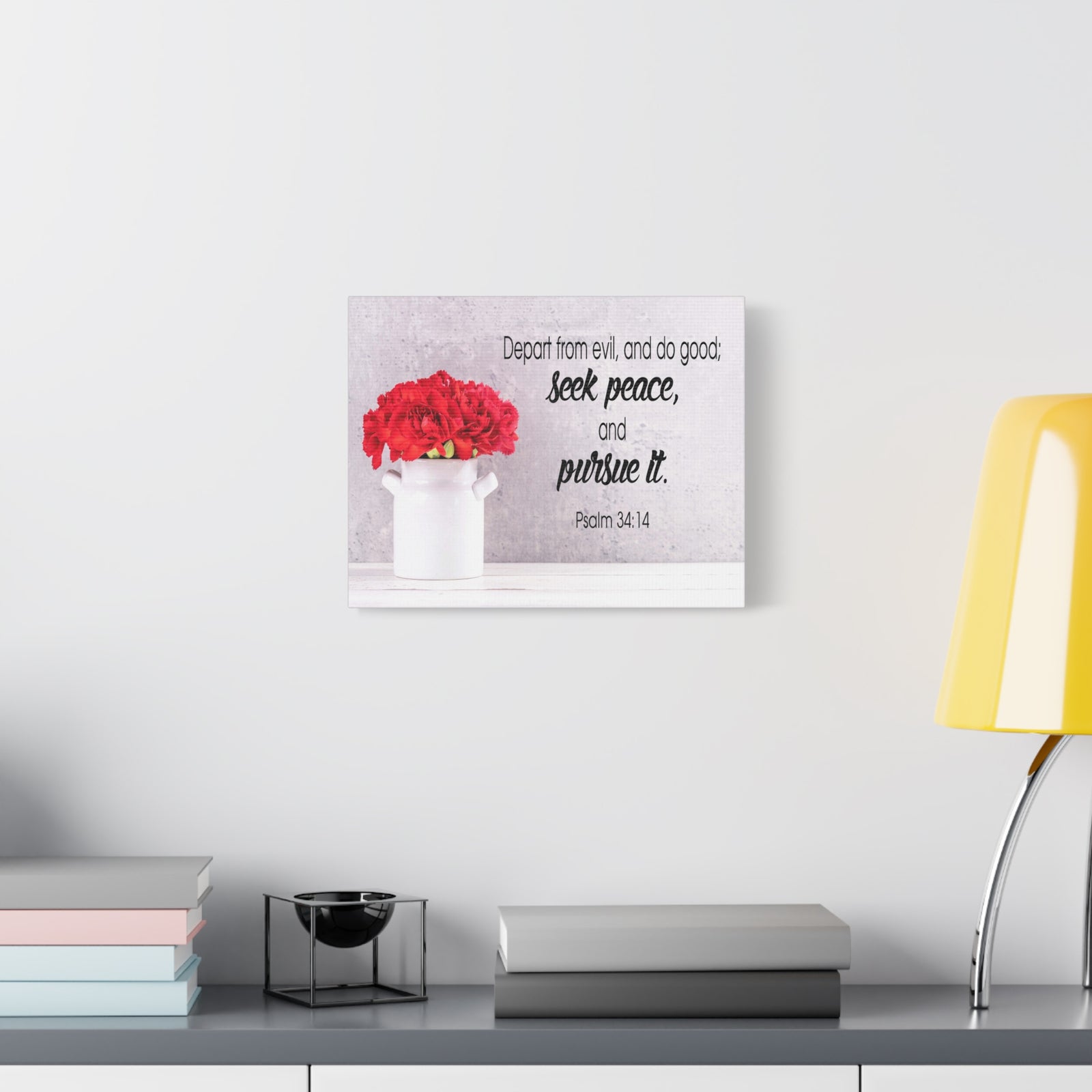 Scripture Canvas Seek Peace and Pursue It Psalm 34:14 Christian Wall Art Bible Verse Print Ready to Hang-Express Your Love Gifts