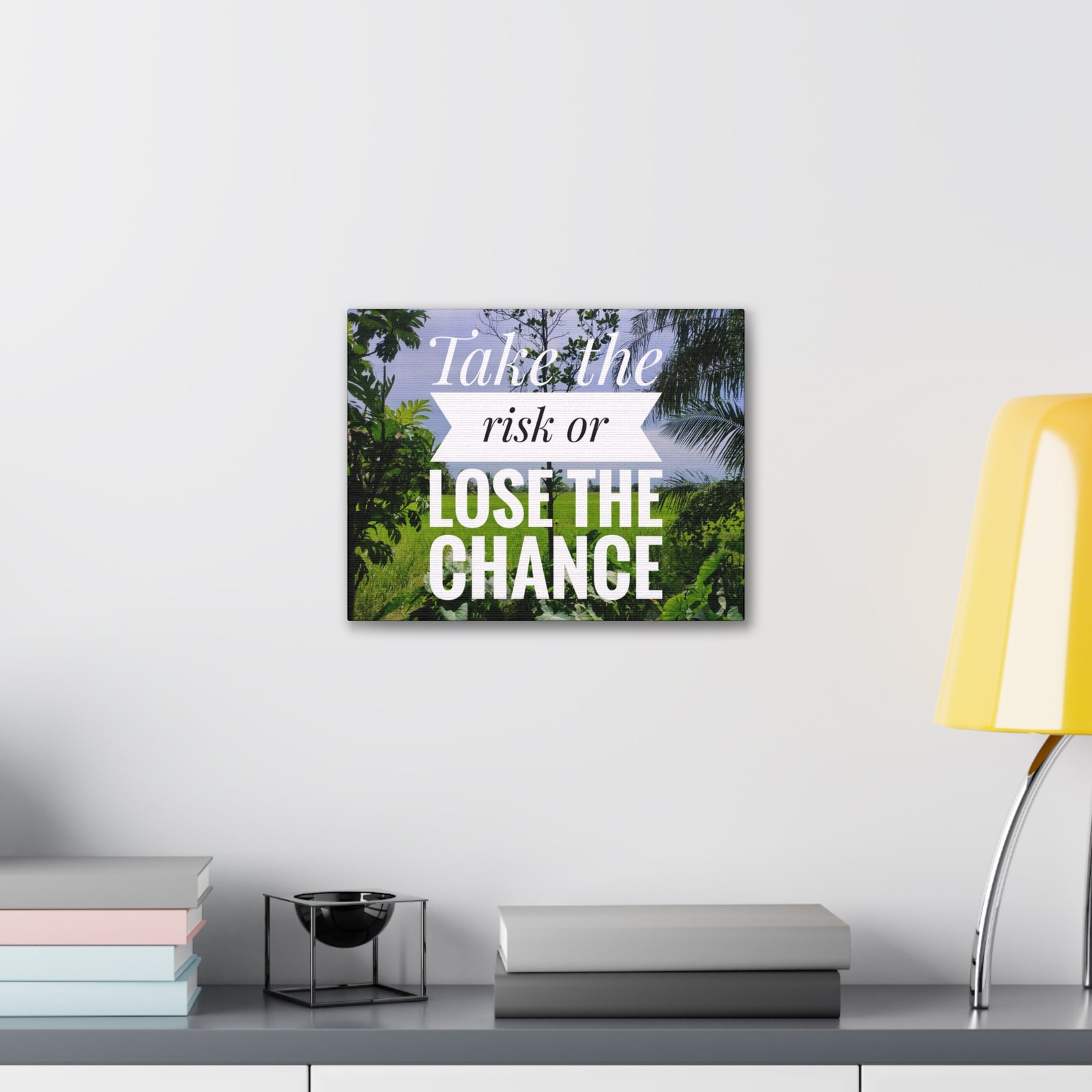 Inspirational Quote Canvas Take The Risk Or Lose The Change Wall Art Motivational Motto Inspiring Prints Artwork Decor Ready to Hang-Express Your Love Gifts