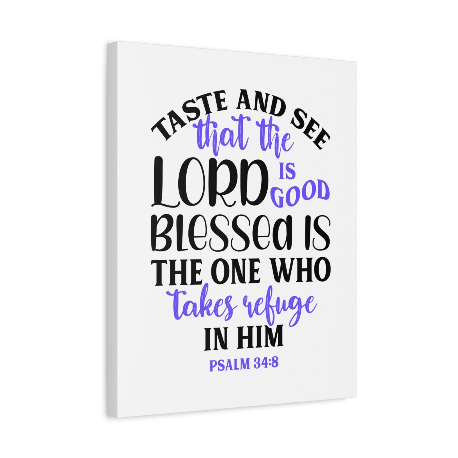 Scripture Canvas Blessed Is The One Psalm 34:8 Christian Wall Art Bible Verse Print Ready to Hang-Express Your Love Gifts