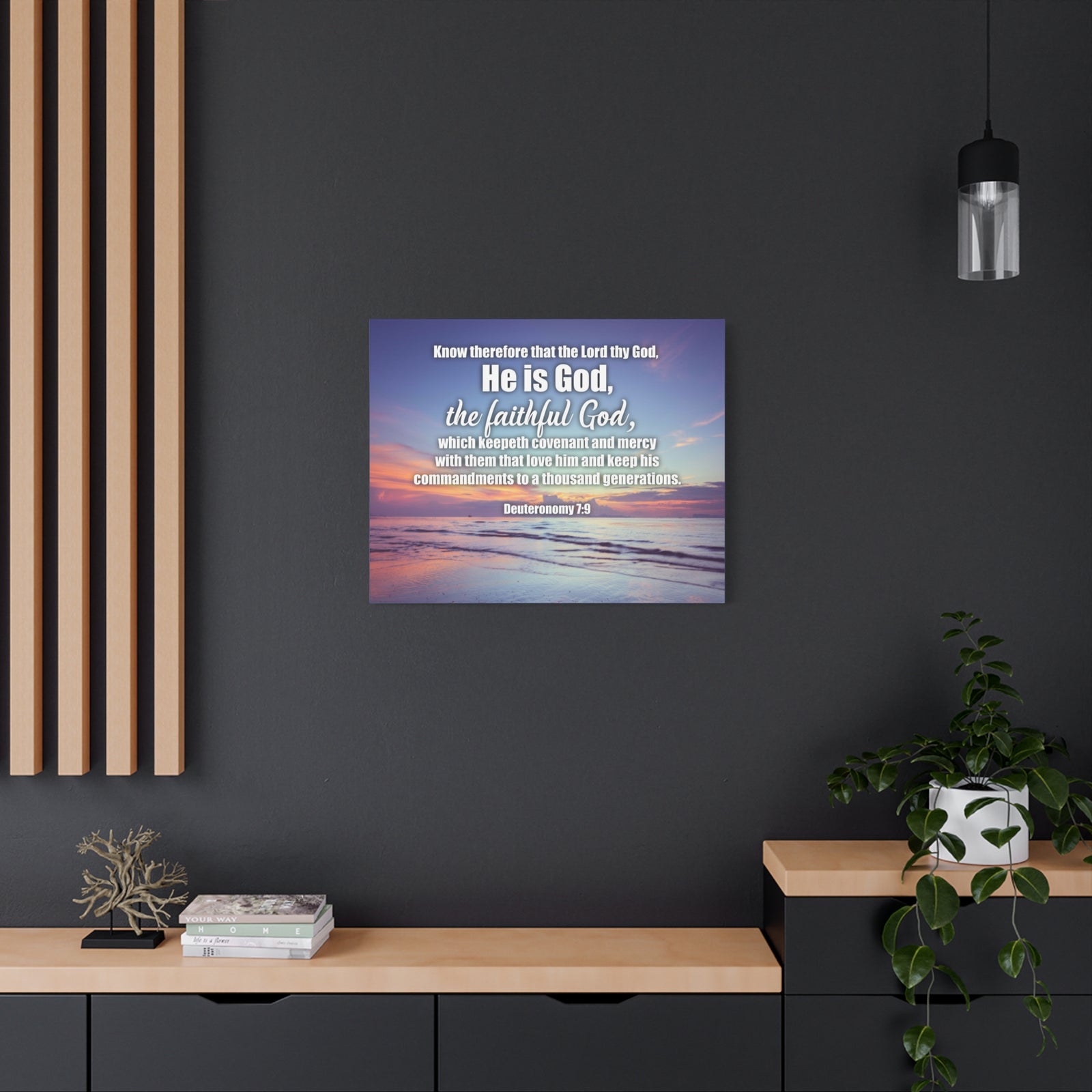 Scripture Canvas He is God Deuteronomy 7:9 Wall Art Bible Verse Print Ready to Hang-Express Your Love Gifts