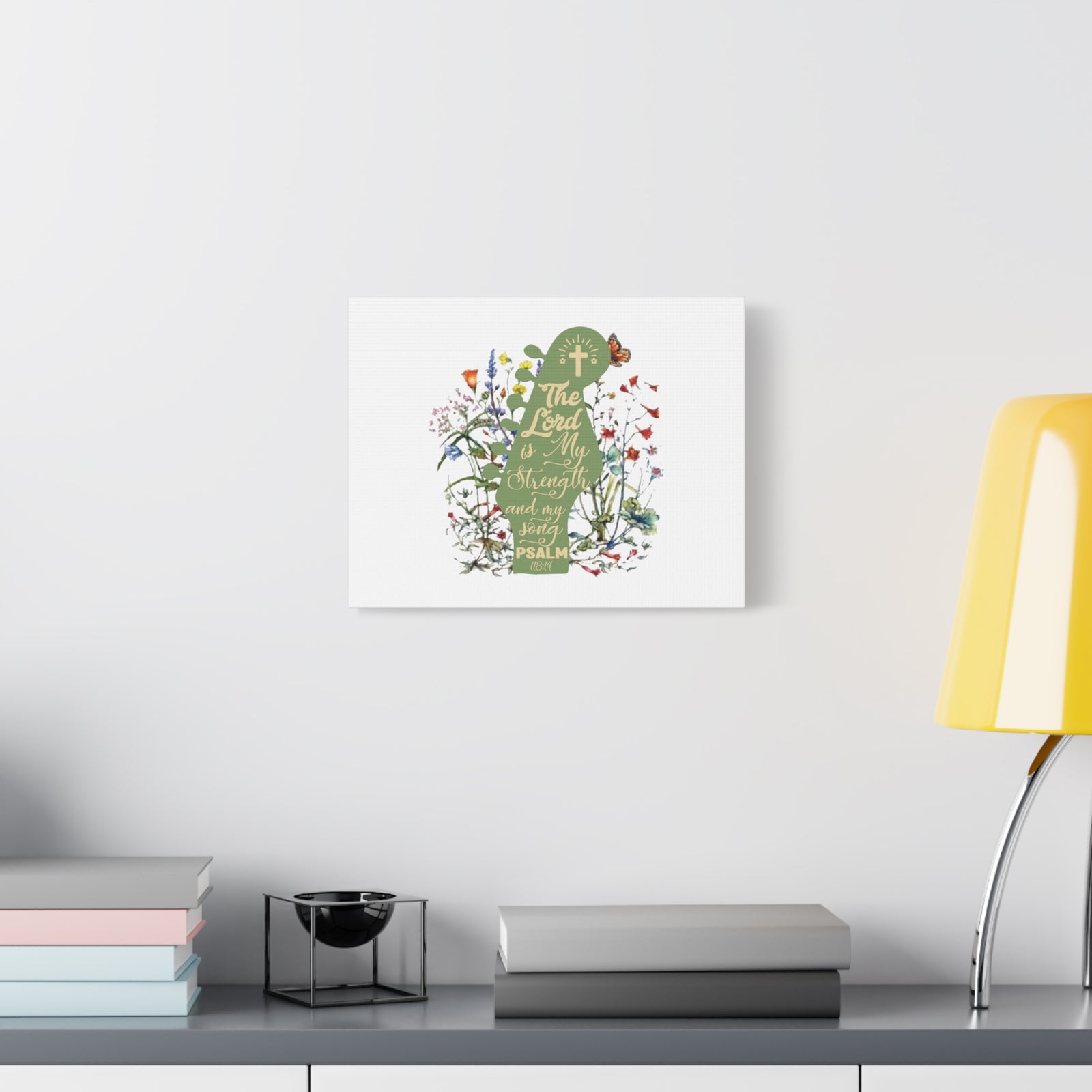 Scripture Canvas The Lord Is My Strength Psalm 118:14 Christian Wall Art Bible Verse Print Ready to Hang-Express Your Love Gifts