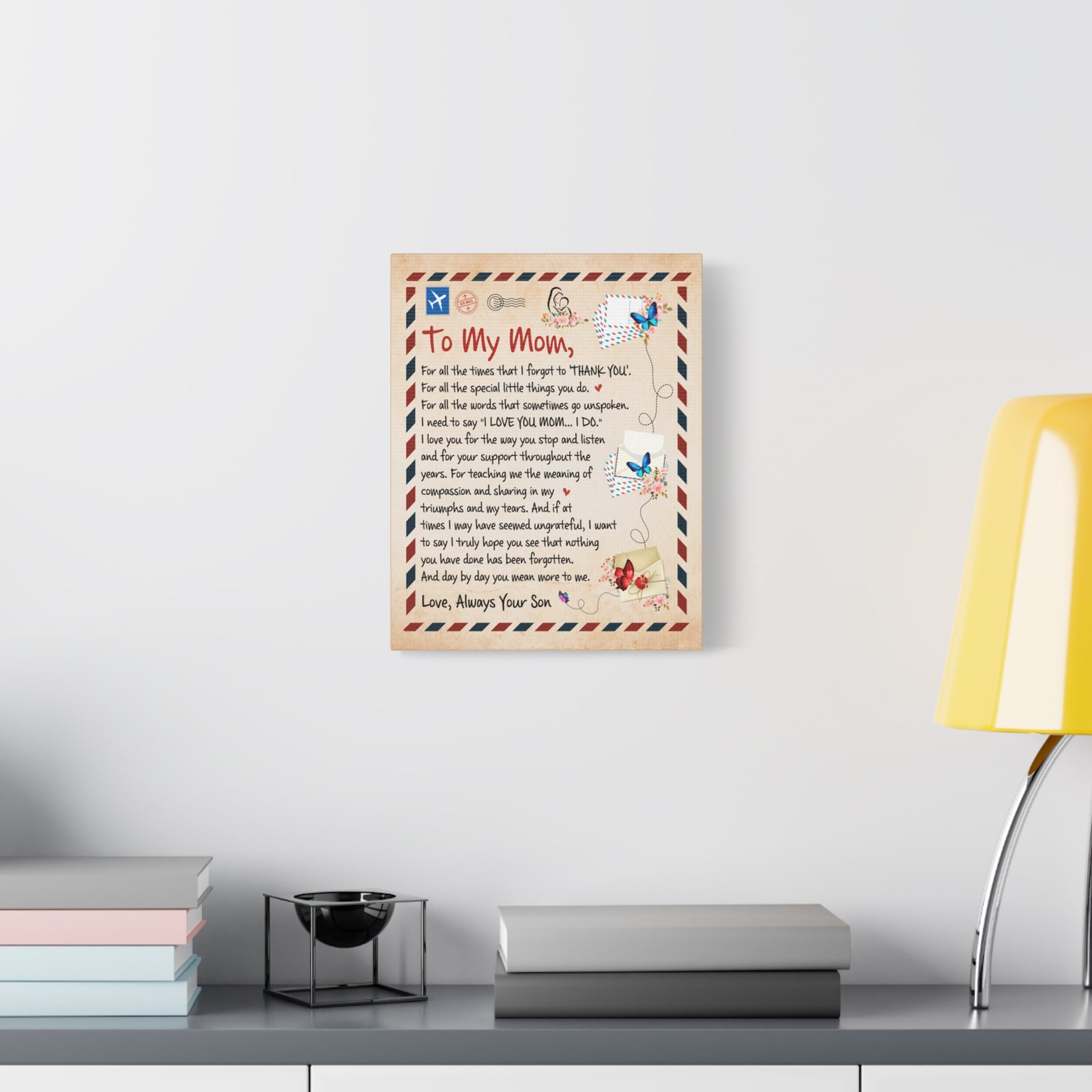 To My Mom Message Inspirational Canvas Wall Art for Mom-Express Your Love Gifts