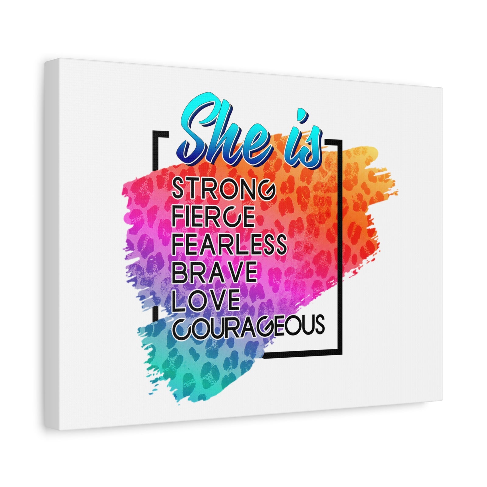 Scripture Canvas She Is Courageous Psalm 31:24 Christian Wall Art Bible Verse Print Ready to Hang-Express Your Love Gifts