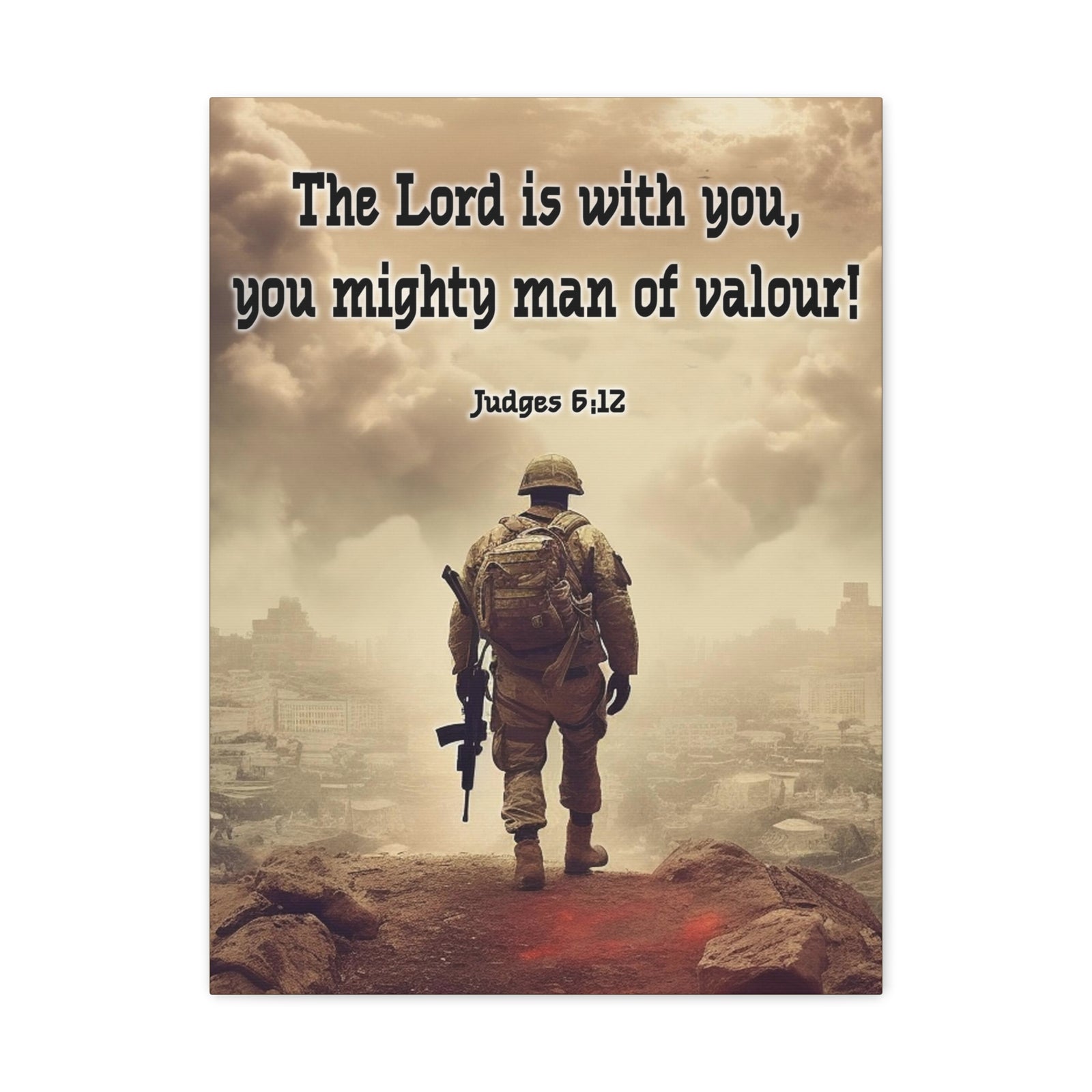 Scripture Walls Divine Valor: A Soldier's Journey Judges 6:12 Christian Wall Art Print Ready to Hang Unframed-Express Your Love Gifts