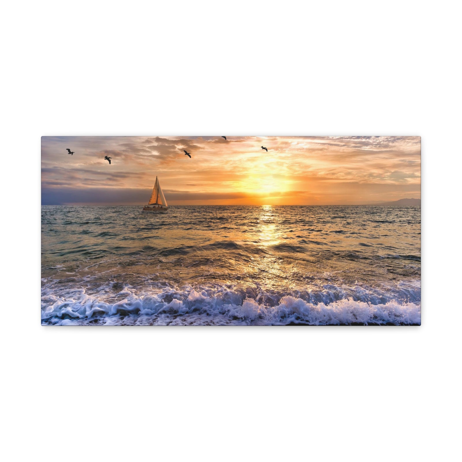 Sailboat Sailing Out To Sea Ocean Canvas Wall Art for Home Decor Ready-to-Hang-Express Your Love Gifts