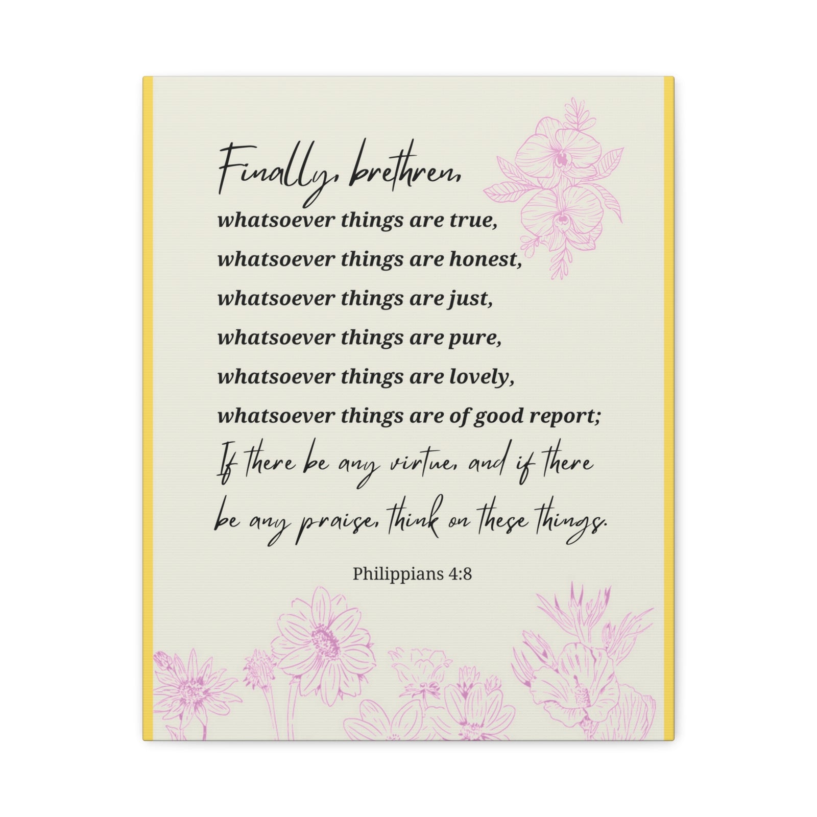 Scripture Canvas Whatsoever Things Are Philippians 4:8 Christian Wall Art Bible Verse Print Ready to Hang-Express Your Love Gifts