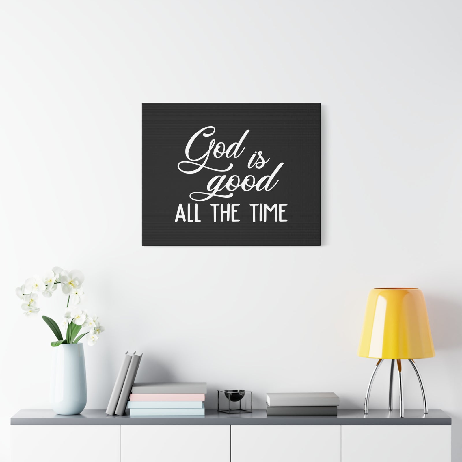 Scripture Canvas God Is Good All The Time Psalm 100:5 Black Christian Wall Art Bible Verse Print Ready to Hang-Express Your Love Gifts