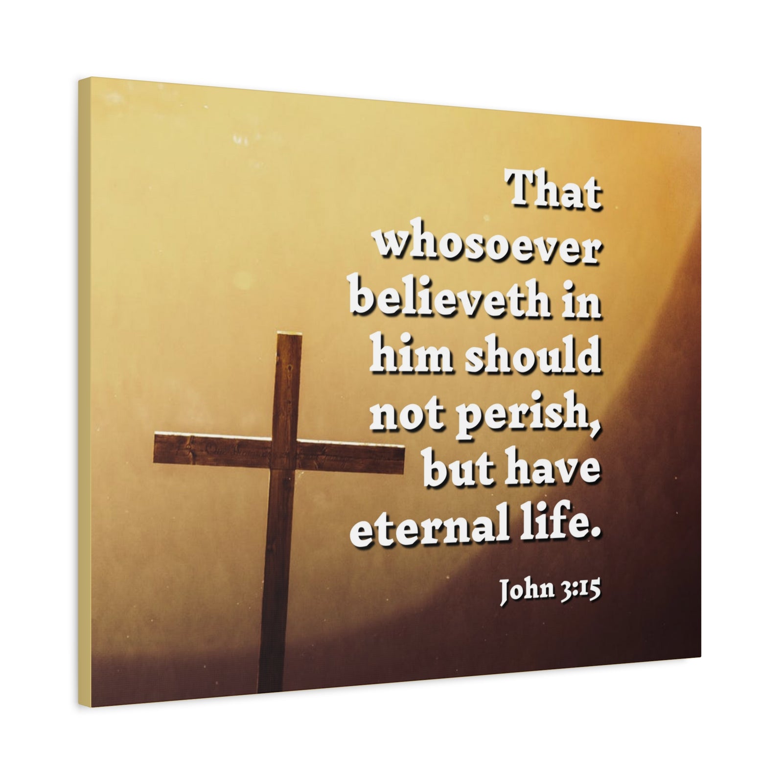 Scripture Canvas Eternal Life John 3:15 Christian Wall Art Bible Verse Print Ready to Hang