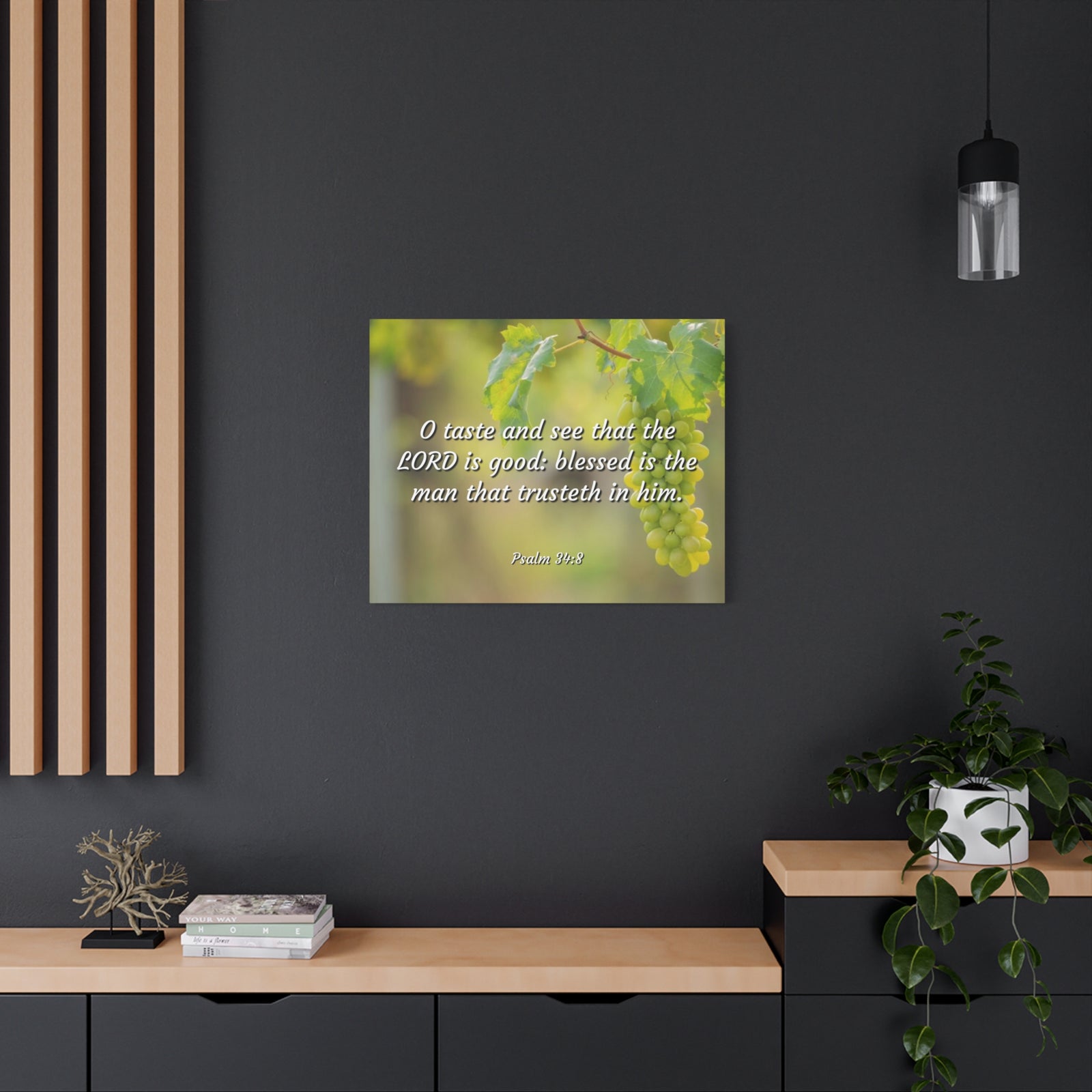 Scripture Canvas Lord Is Good Psalm 34:8 Christian Wall Art Bible Verse Print Ready to Hang-Express Your Love Gifts