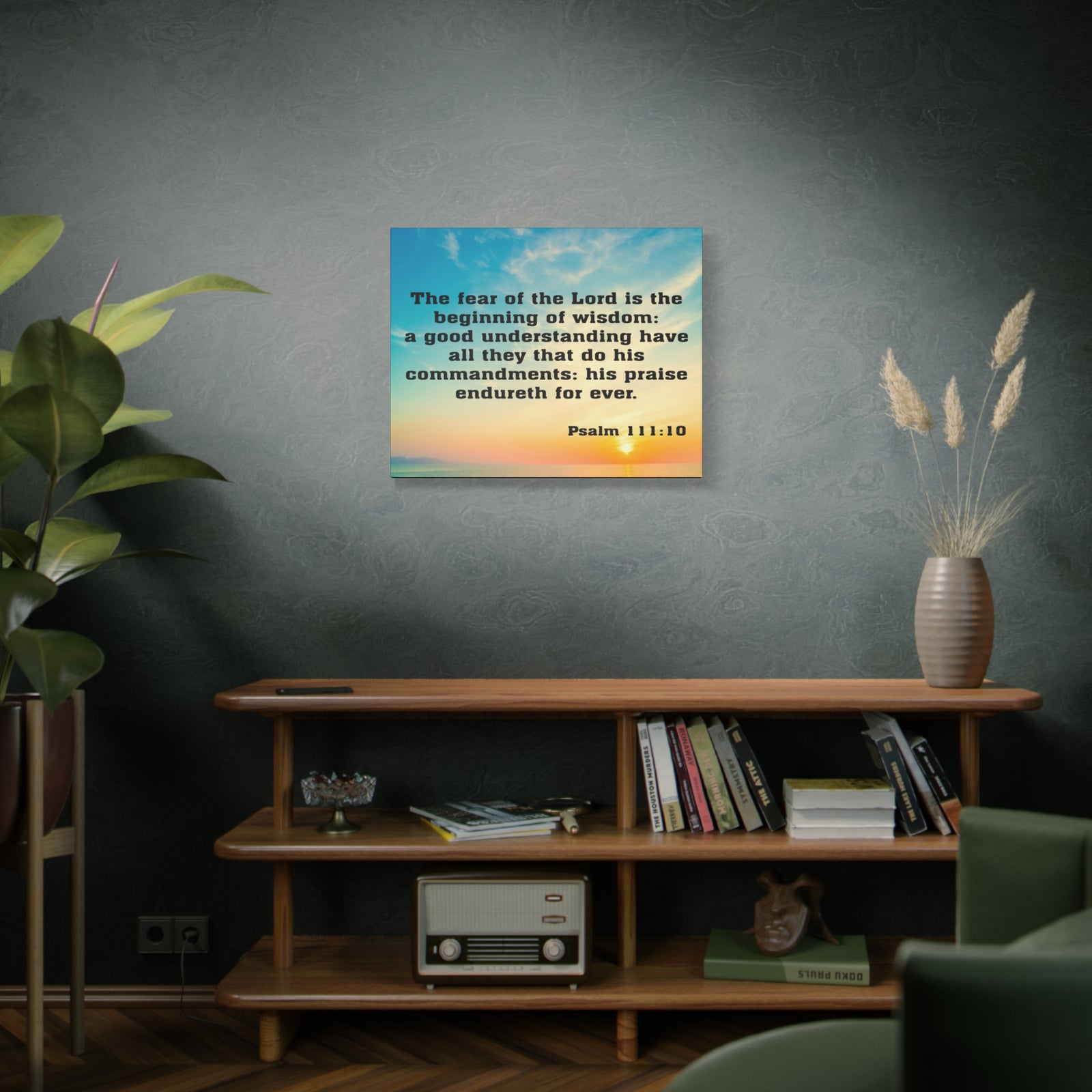 Bible Verse Canvas The Fear of The Lord is The Beginning of Wisdom Psalm 111:10 Christian Home Décor Wall Art Scripture Ready to Hang Faith Print-Express Your Love Gifts
