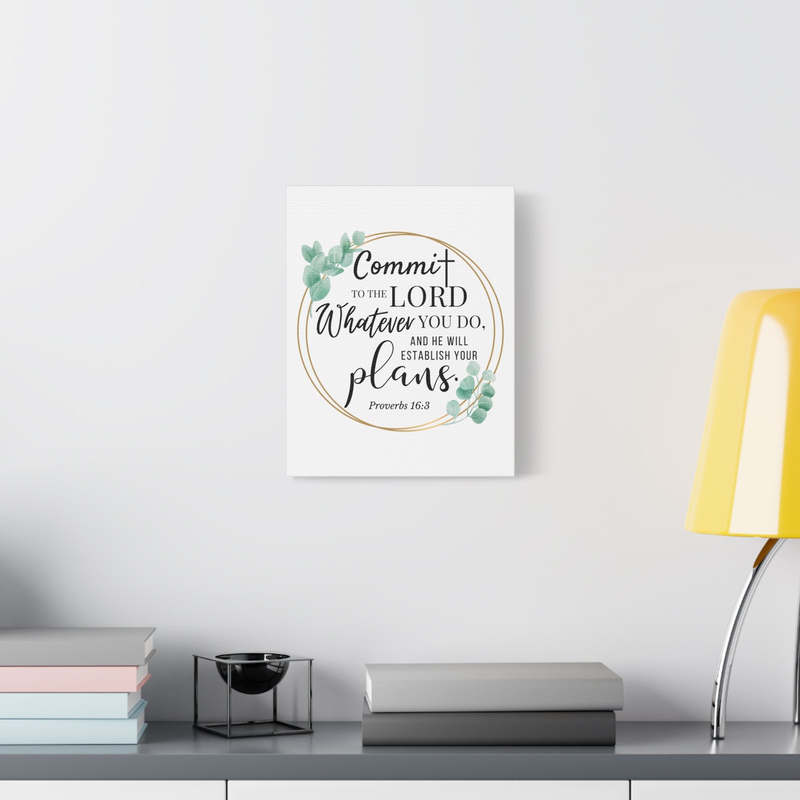 Scripture Walls Proverbs 16:3 Commit to the Lord Bible Verse Canvas Christian Wall Art Ready to Hang Unframed-Express Your Love Gifts