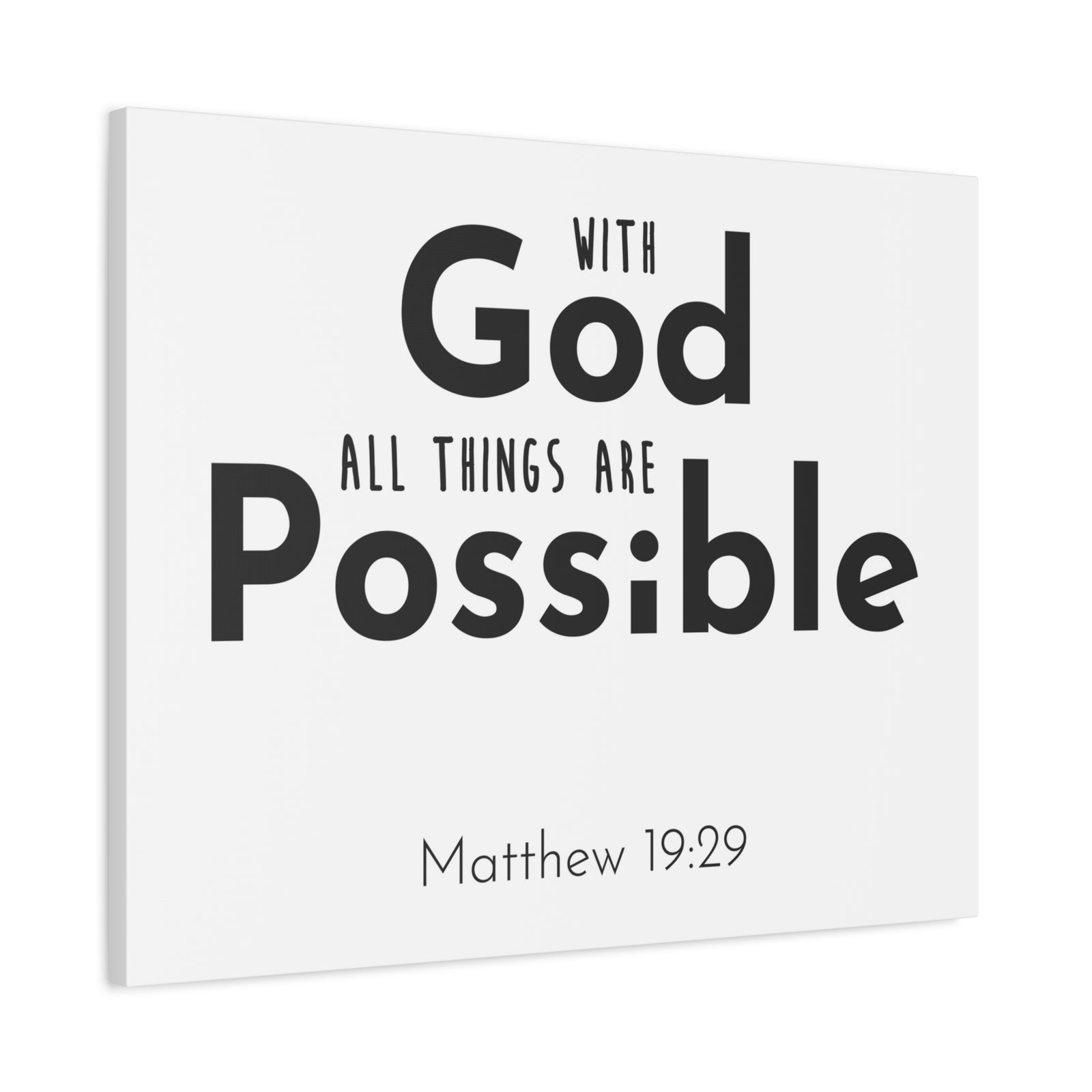 Scripture Canvas With God All Things Matthew 19:29 Christian Wall Art Bible Verse Print Ready To Hang-Express Your Love Gifts