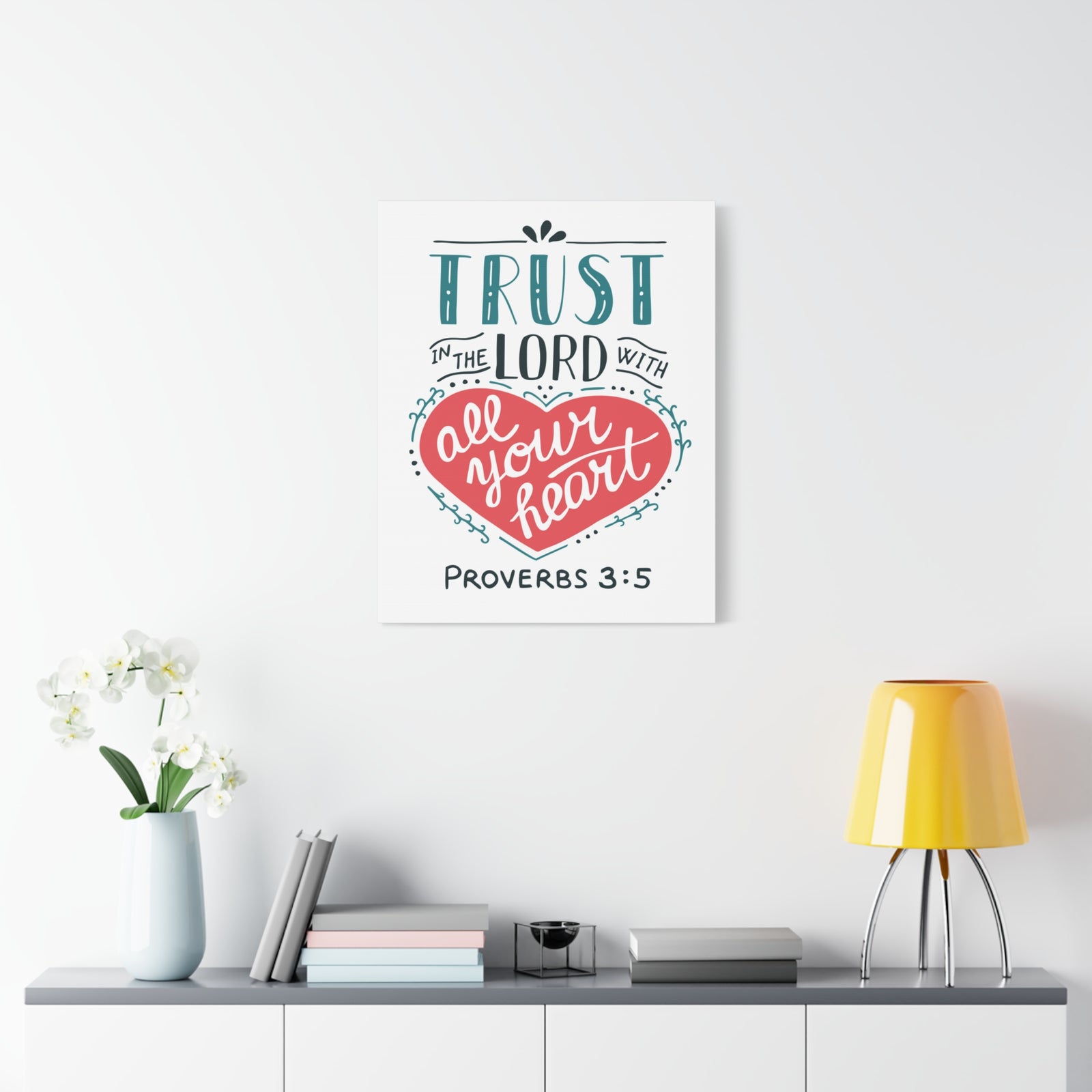 Scripture Canvas Trust In The Lord Proverbs 3:5 Christian Wall Art Bible Verse Print Ready To Hang-Express Your Love Gifts