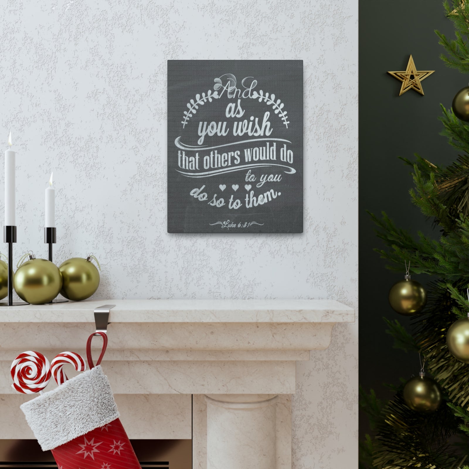 Scripture Canvas And As You Wish Luke 6:31 Christian Wall Art Bible Verse Print Ready To Hang-Express Your Love Gifts