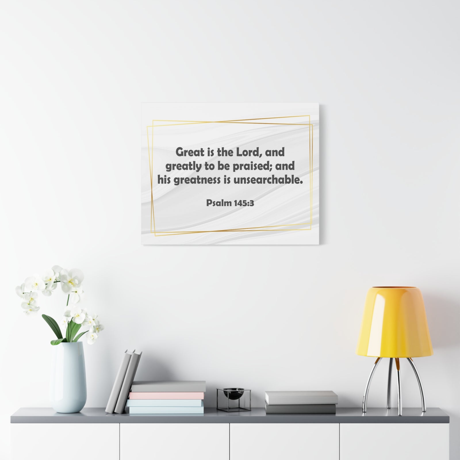 Bible Verse Canvas Great is the Lord Psalm 145:3 Christian Home Décor Wall Art Scripture Ready to Hang Faith Print-Express Your Love Gifts