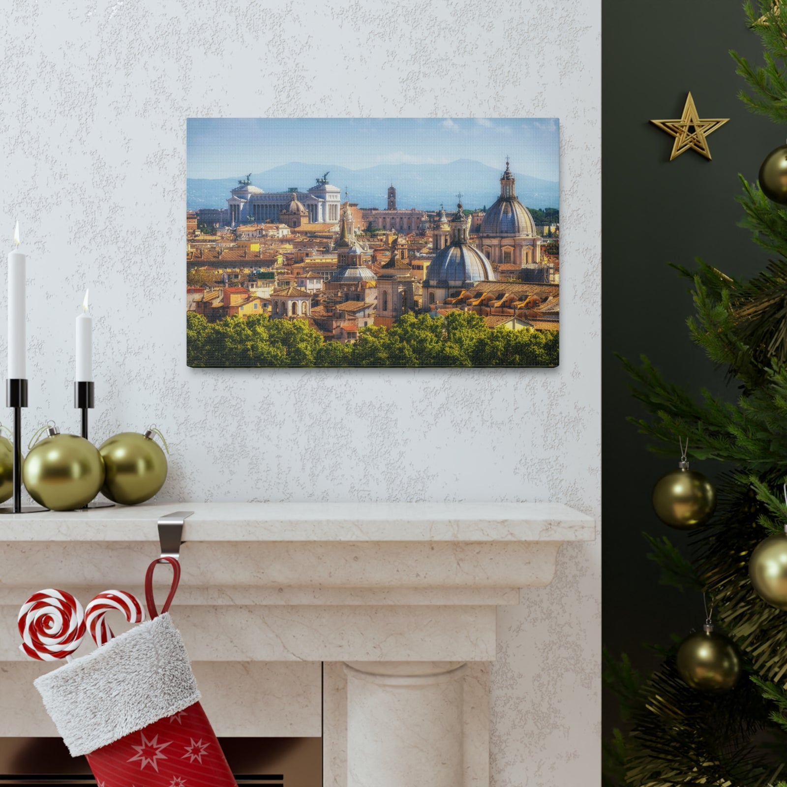Rome Daytime Skyline Canvas Artwork High-Quality Breathtaking Stunning Cityscape for Home Decor Ready to Hang-Express Your Love Gifts