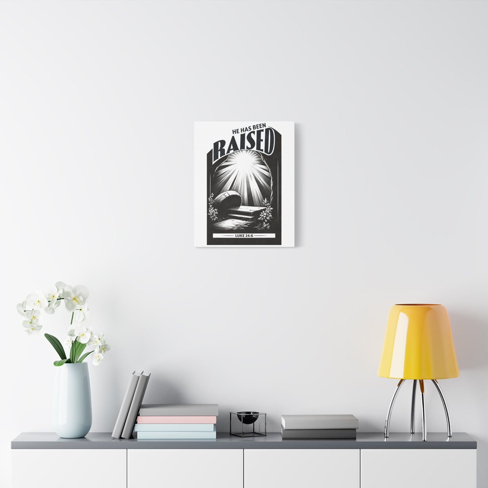 Scripture Walls Luke 24:6 He Has Been Raised Bible Verse Canvas Christian Wall Art Ready to Hang Unframed-Express Your Love Gifts