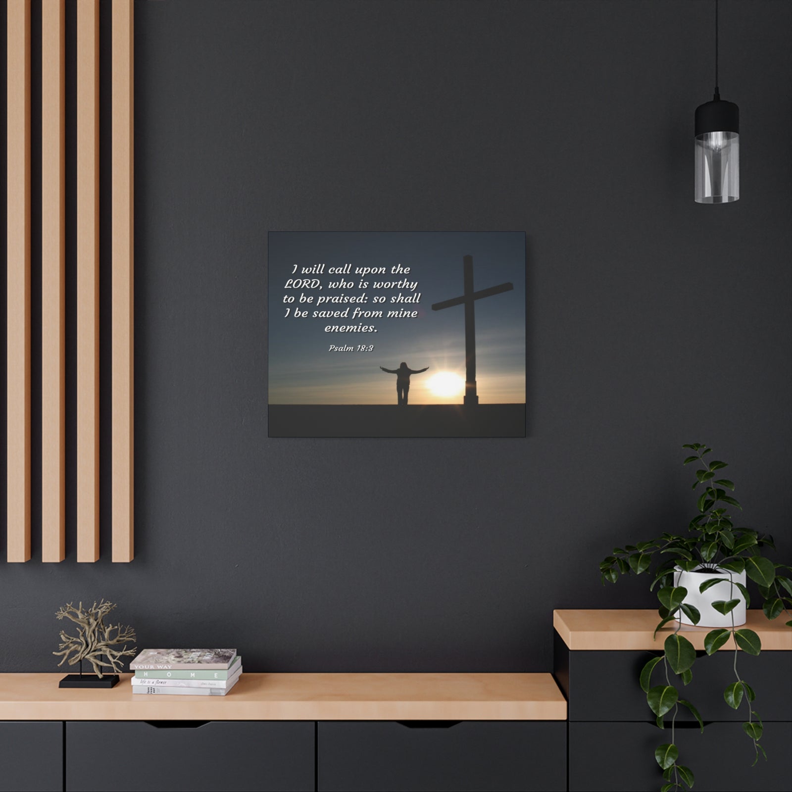 Scripture Canvas Worthy Psalm 18:3 Christian Wall Art Bible Verse Print Ready to Hang-Express Your Love Gifts