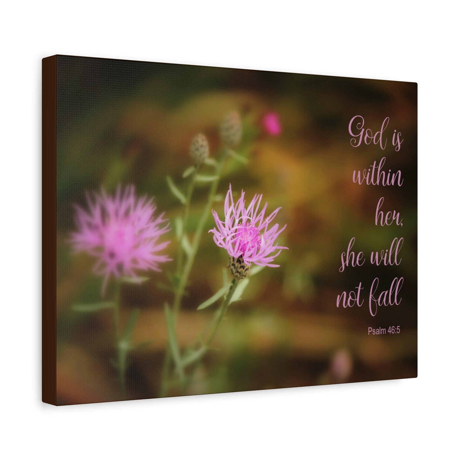 Scripture Canvas God Is Within Her Psalm 46:5 Flower Christian Wall Art Bible Verse Print Ready to Hang-Express Your Love Gifts