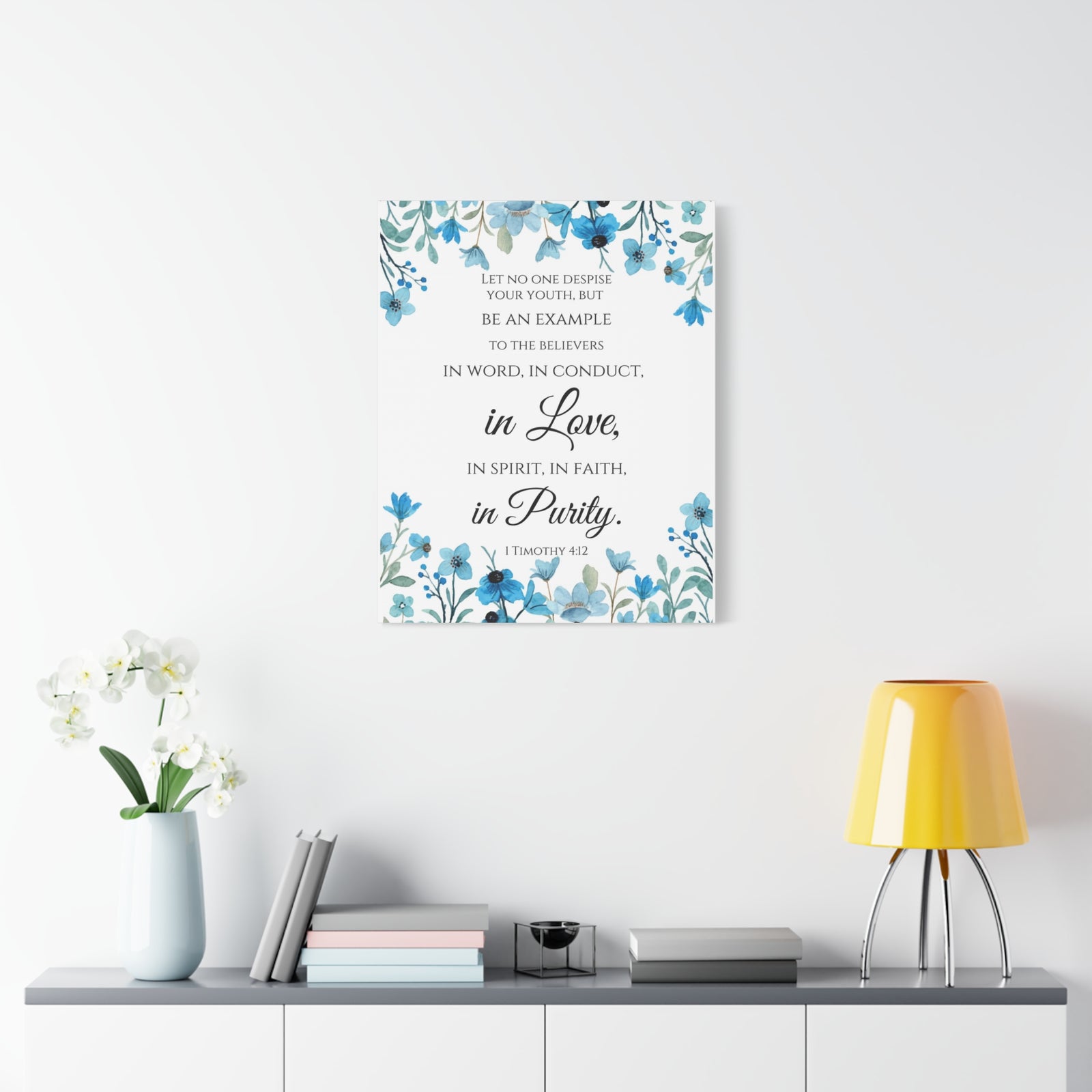Scripture Walls 1 Timothy 4:12 Be An Example Flowers Bible Verse Canvas Christian Wall Art Ready to Hang Unframed-Express Your Love Gifts