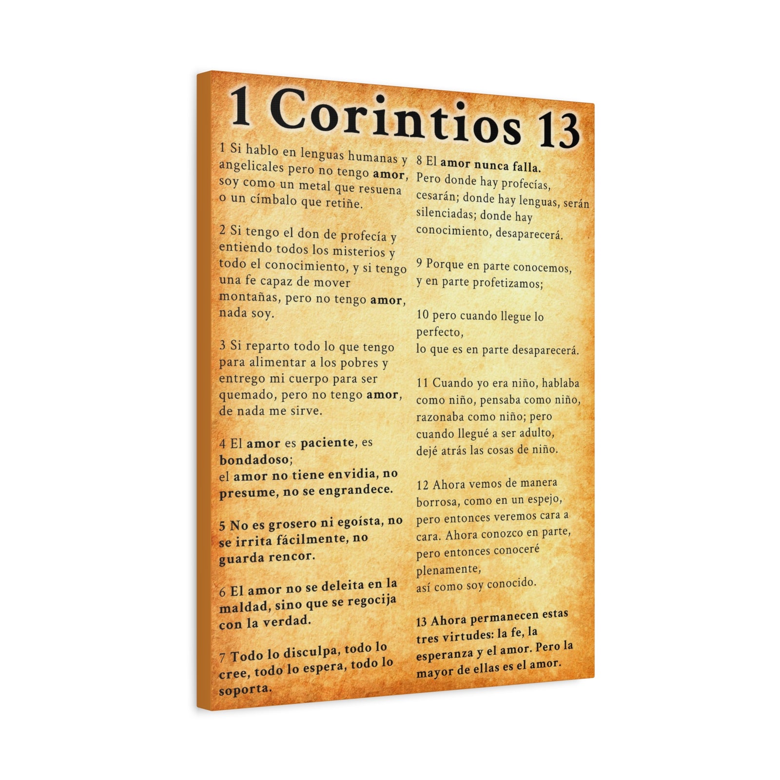 Scripture Walls 1 Corintios 13 Gold Bible Verse Canvas Christian Wall Art Ready to Hang Unframed-Express Your Love Gifts