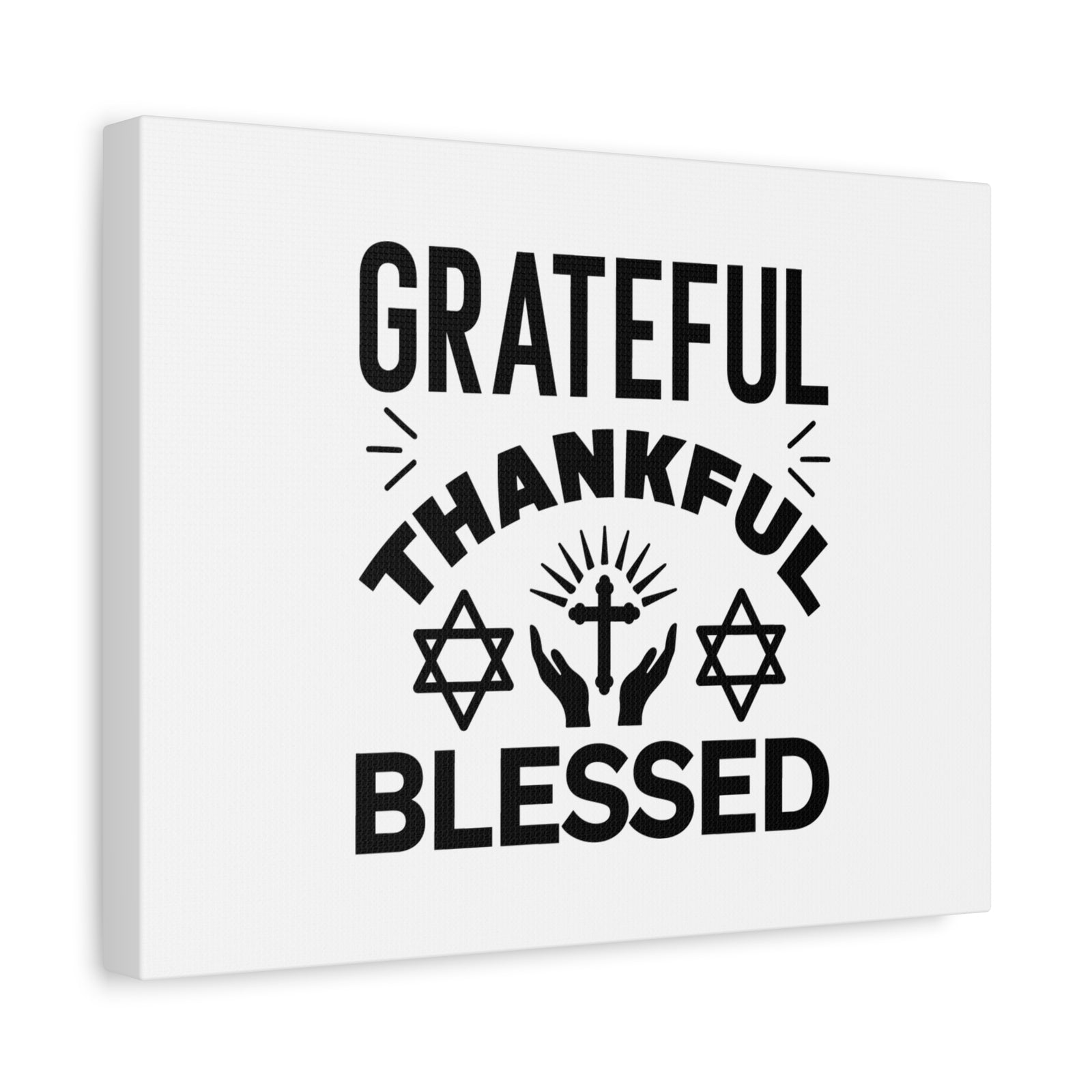 Scripture Canvas Grateful, Thankful, Blessed Psalm 107:1 Christian Wall Art Bible Verse Print Ready to Hang-Express Your Love Gifts