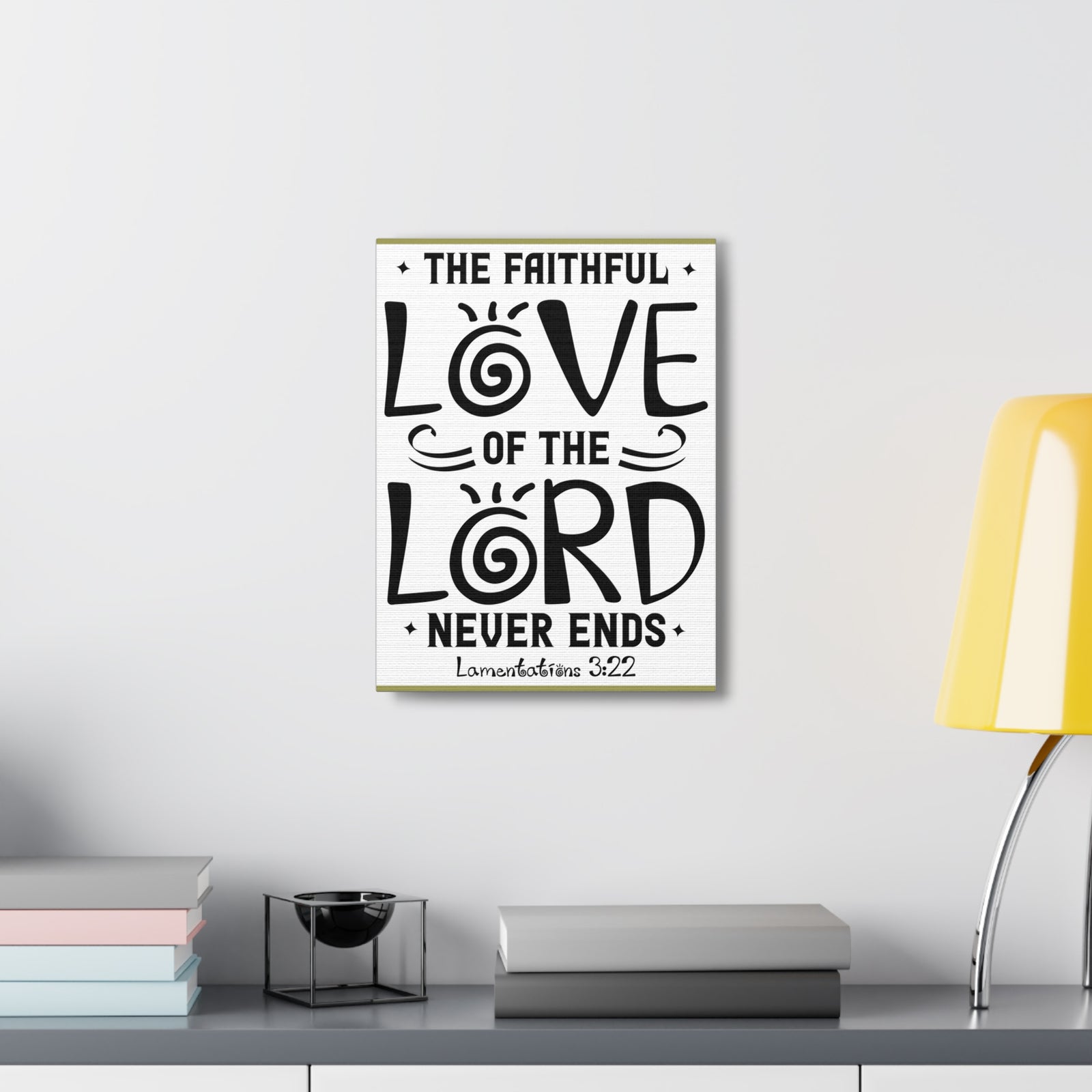 Scripture Canvas The Faithful Love Of The Lord Lamentations 3:22 Christian Wall Art Bible Verse Print Ready To Hang-Express Your Love Gifts