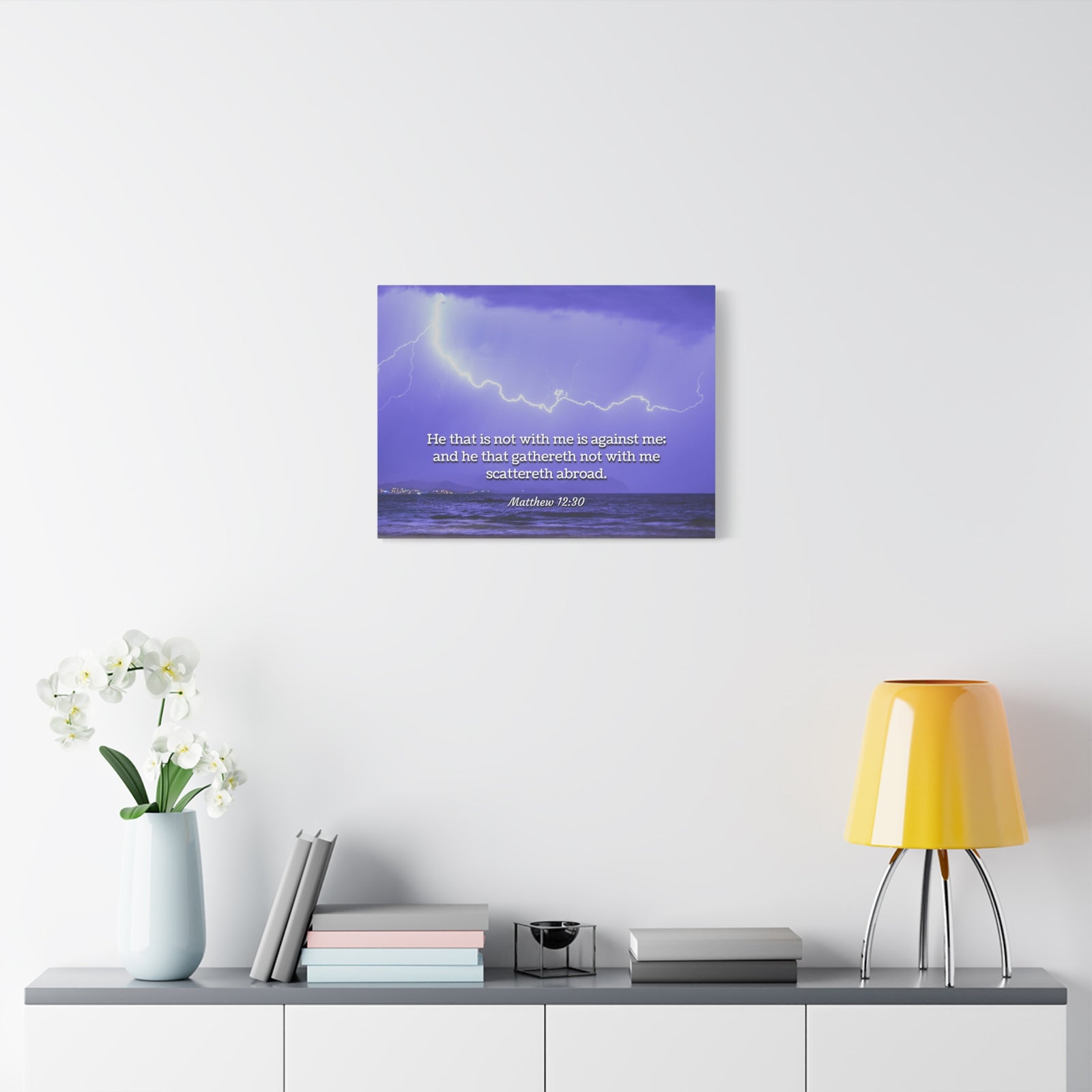 Scripture Canvas With Christ Matthew 12:30 Christian Wall Art Bible Verse Print Ready to Hang-Express Your Love Gifts
