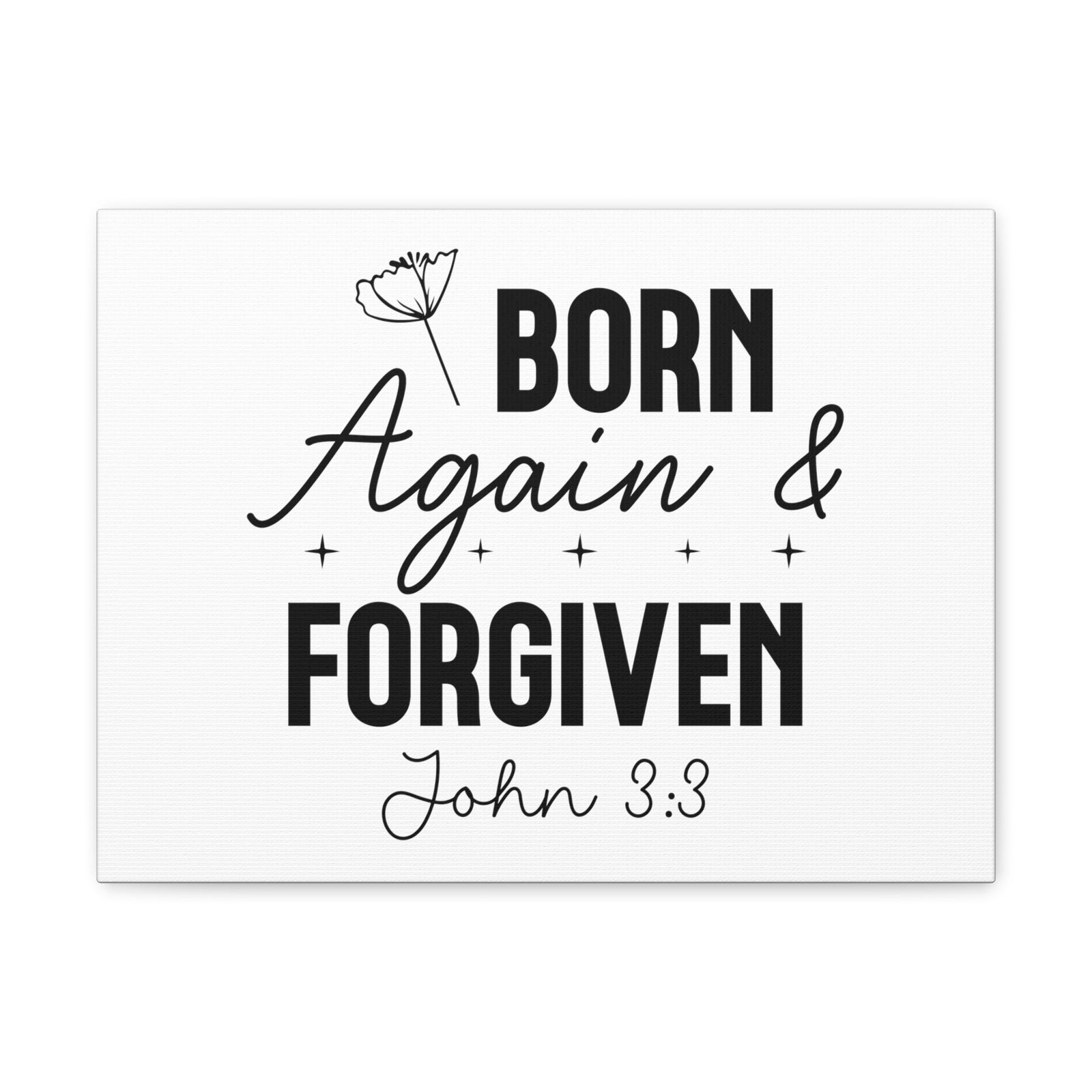 Scripture Walls John 3:3 Born Again and Forgiven Bible Verse Canvas Christian Wall Art Ready to Hang Unframed-Express Your Love Gifts