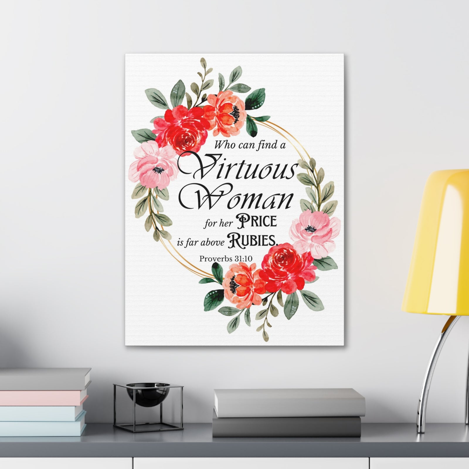 Scripture Walls Proverbs 31:10 A Virtuous Woman Bible Verse Canvas Christian Wall Art Ready to Hang Unframed-Express Your Love Gifts