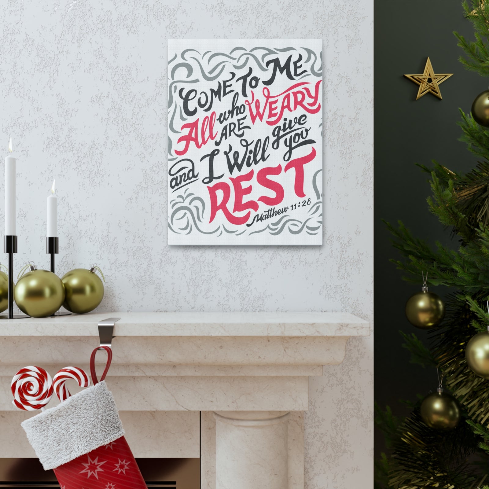 Scripture Canvas Come To Me All Matthew 11:28 Christian Wall Art Bible Verse Print Ready To Hang-Express Your Love Gifts