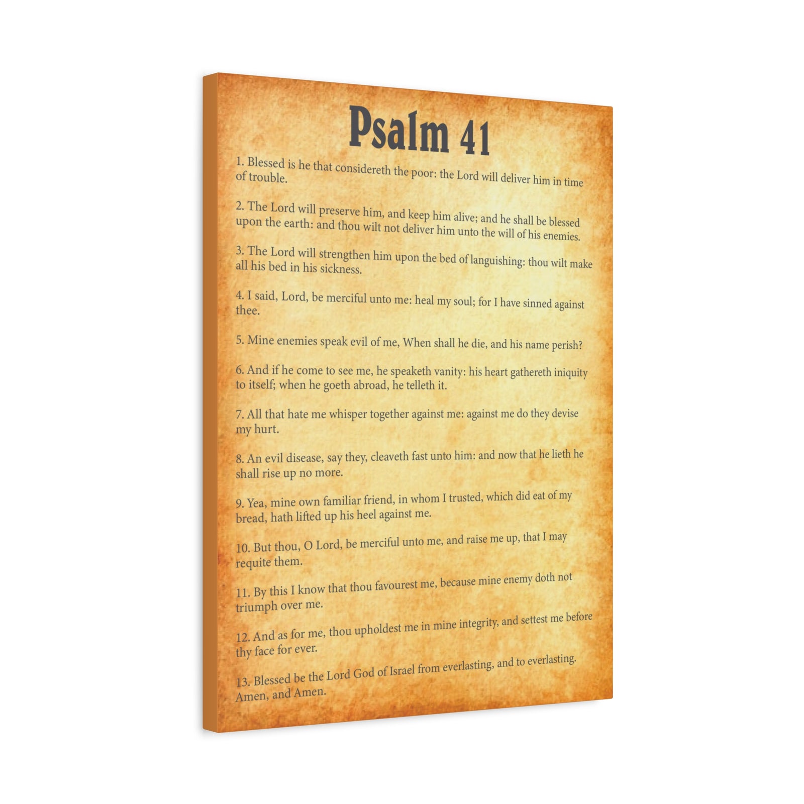 Scripture Walls Psalm 41 Gold Bible Chapter Canvas Christian Wall Art Ready to Hang-Express Your Love Gifts