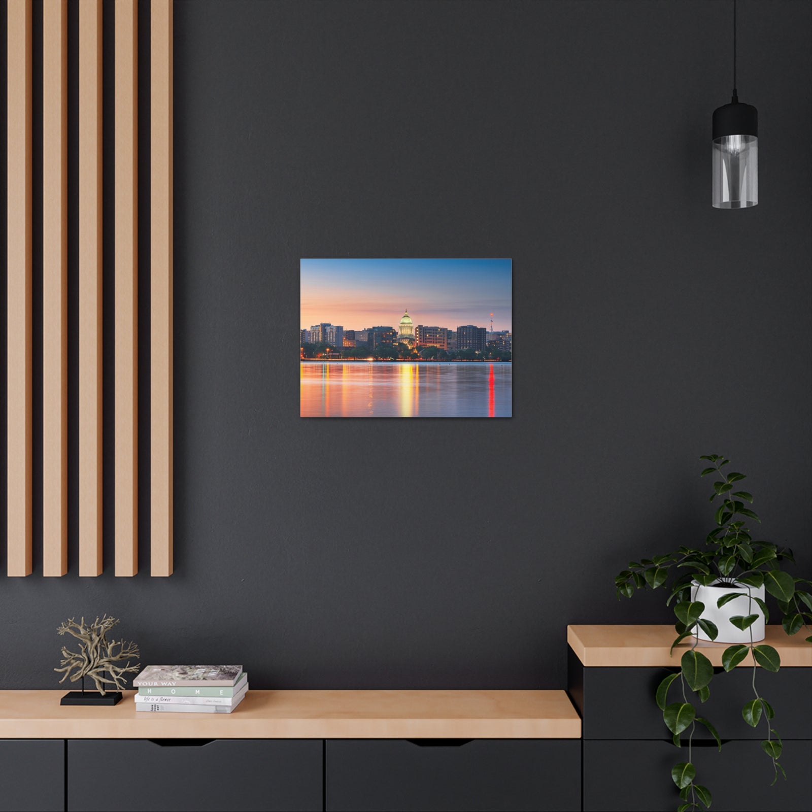 Madison Night Skyline Canvas Artwork High-Quality Breathtaking Stunning Cityscape for Home Decor Ready to Hang-Express Your Love Gifts