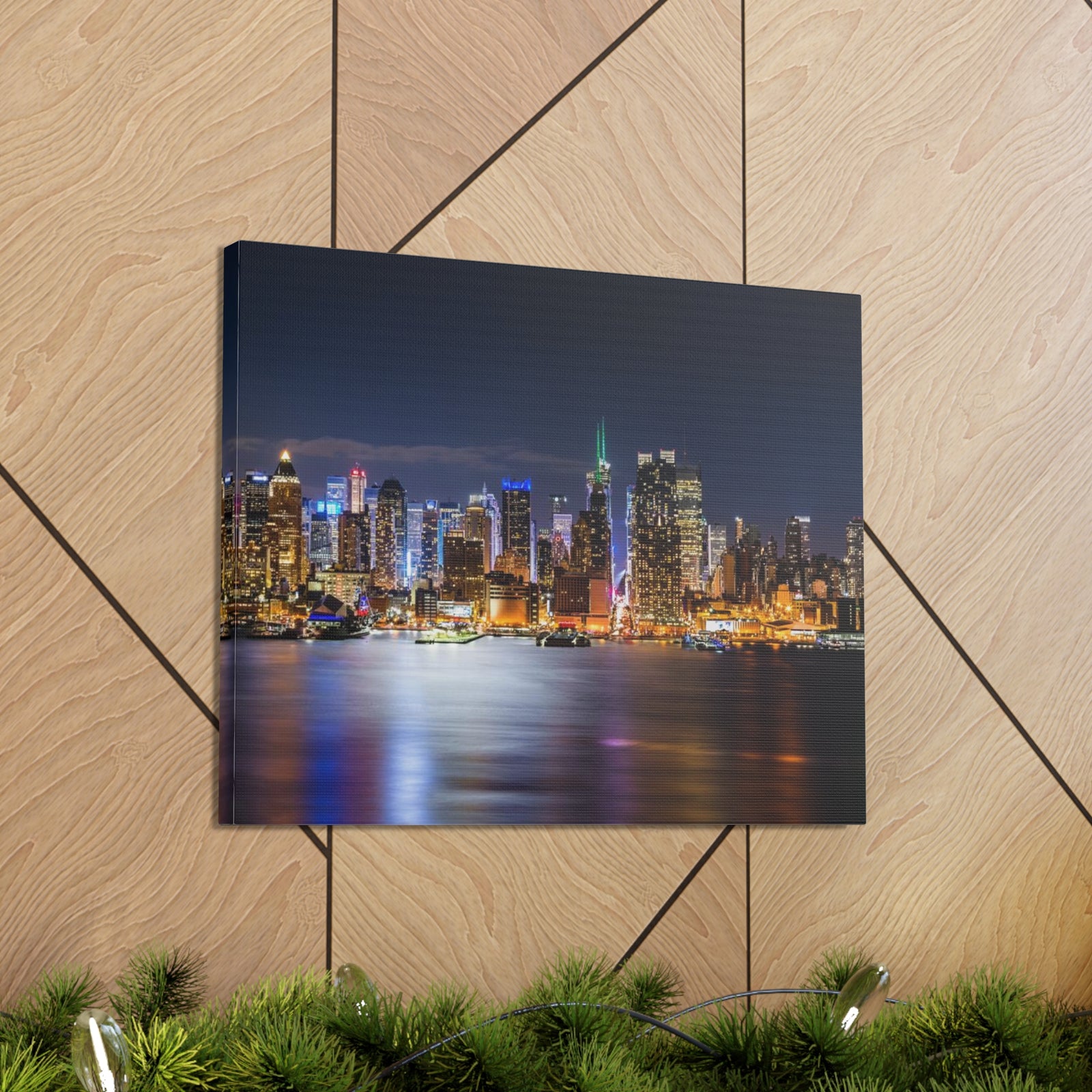 New York Night Skyline Canvas Artwork High-Quality Breathtaking Stunning Cityscape for Home Decor Ready to Hang-Express Your Love Gifts