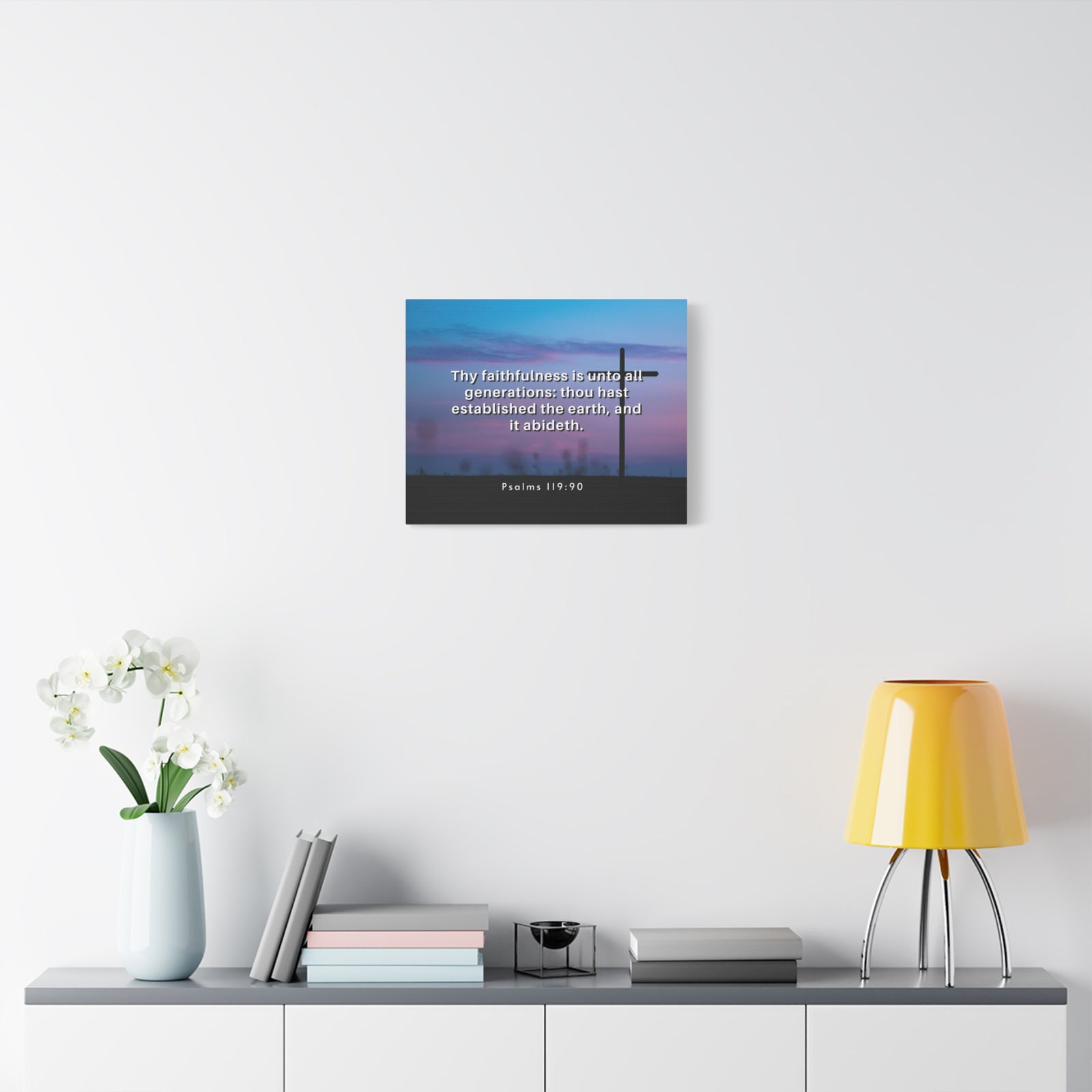 Scripture Canvas Thy Faithfulness Psalm 119:90 Christian Wall Art Bible Verse Print Ready to Hang-Express Your Love Gifts
