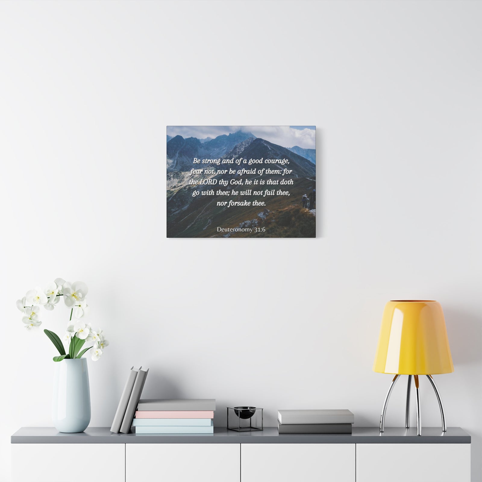 Scripture Canvas Good Courage Deuteronomy 31:6 Christian Wall Art Bible Verse Print Ready to Hang-Express Your Love Gifts