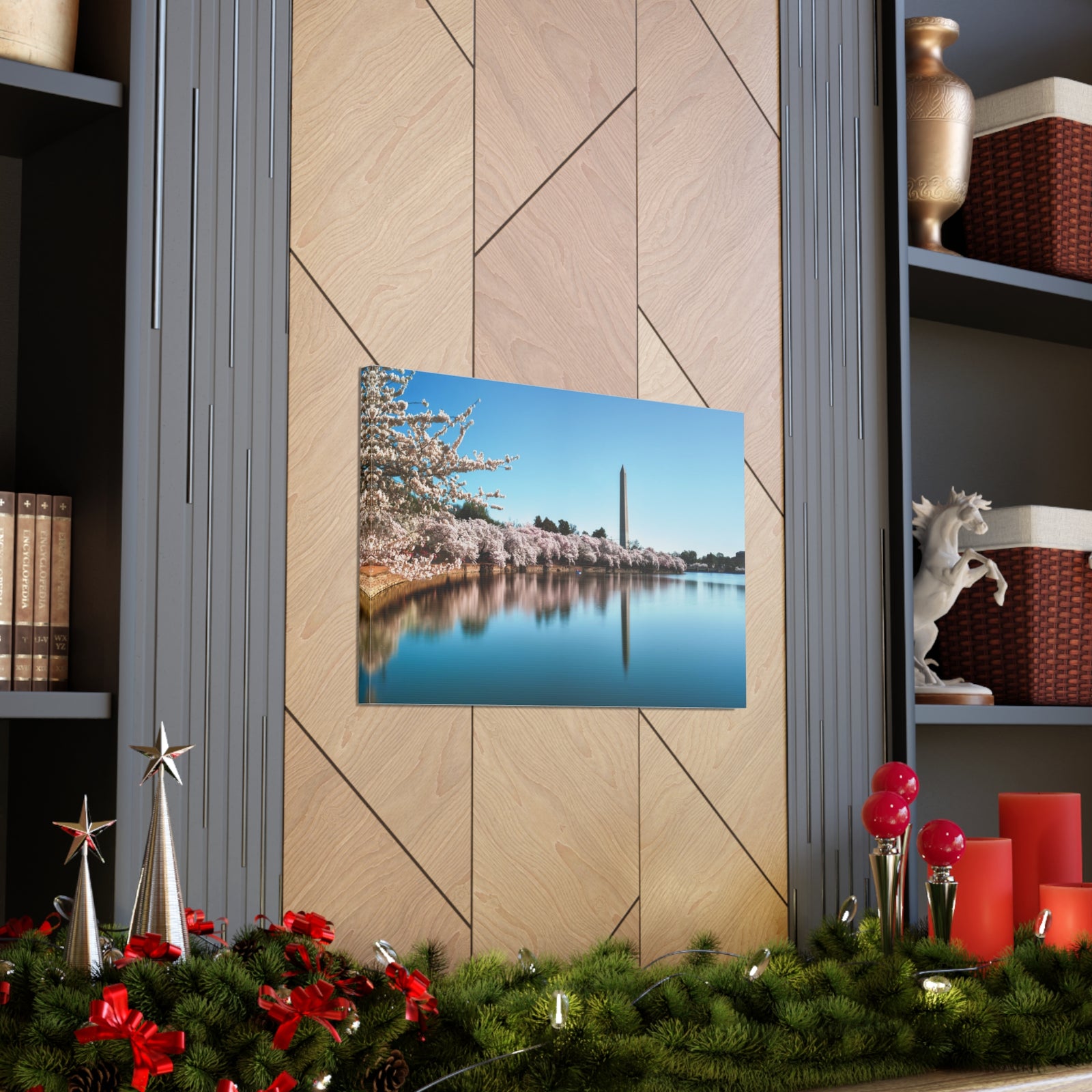 Cherry Blossom Festival at The National Mall Washington Modern Multicolor Scenic Nature Photography Canvas Home Office Decor Ready to Hang-Express Your Love Gifts