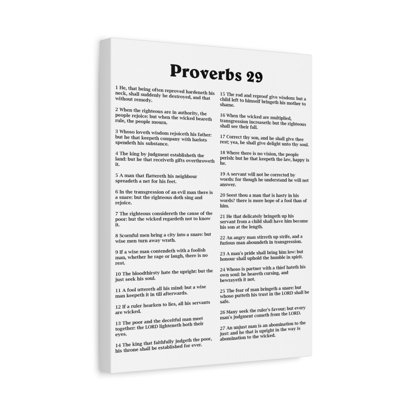 Scripture Walls Proverbs Chapter 29 White Bible Canvas Christian Wall Art Ready to Hang Unframed-Express Your Love Gifts