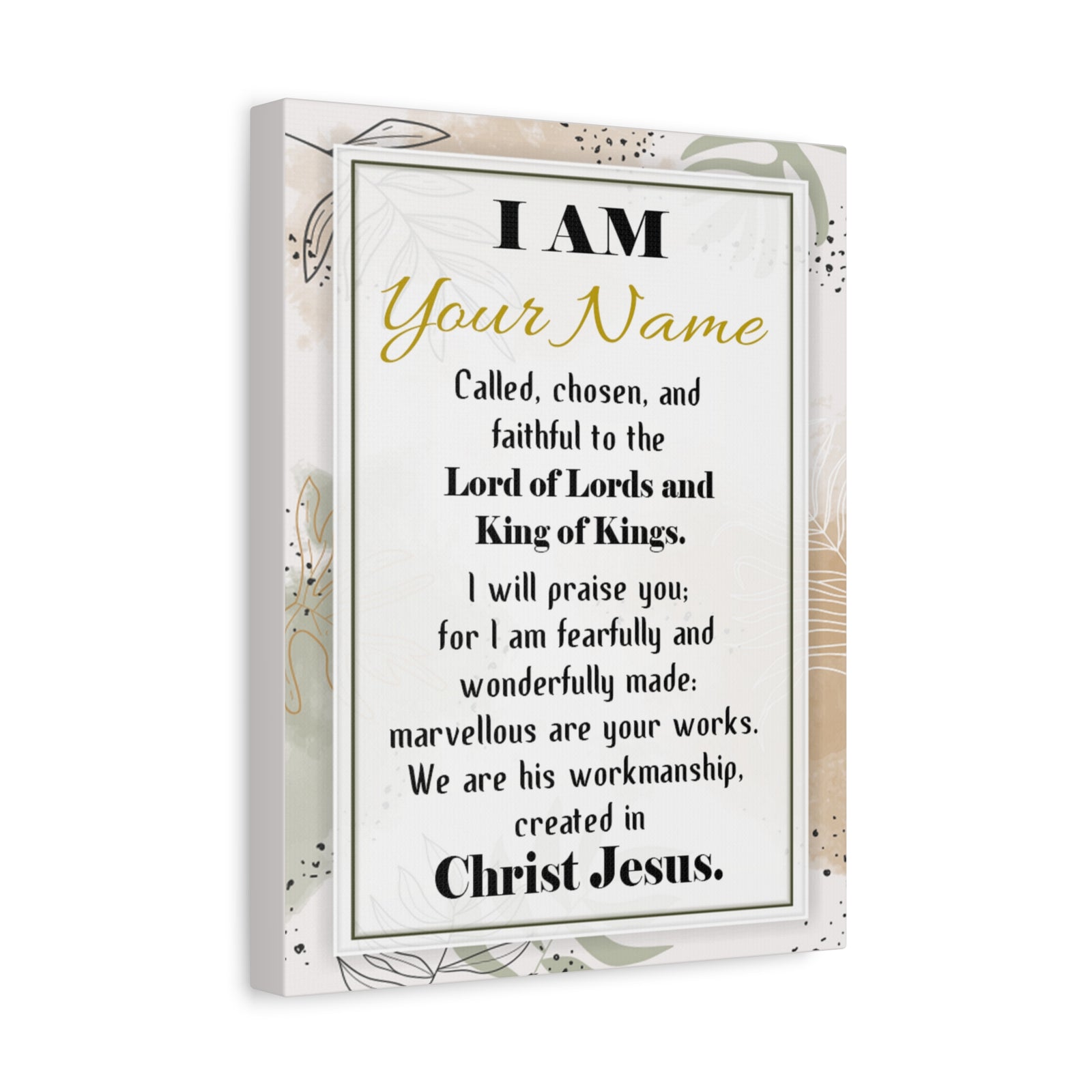 Personalized Called Chosen in Christ's Workmanship Bible Chapter Canvas Christian Wall Art Ready to Hang-Express Your Love Gifts