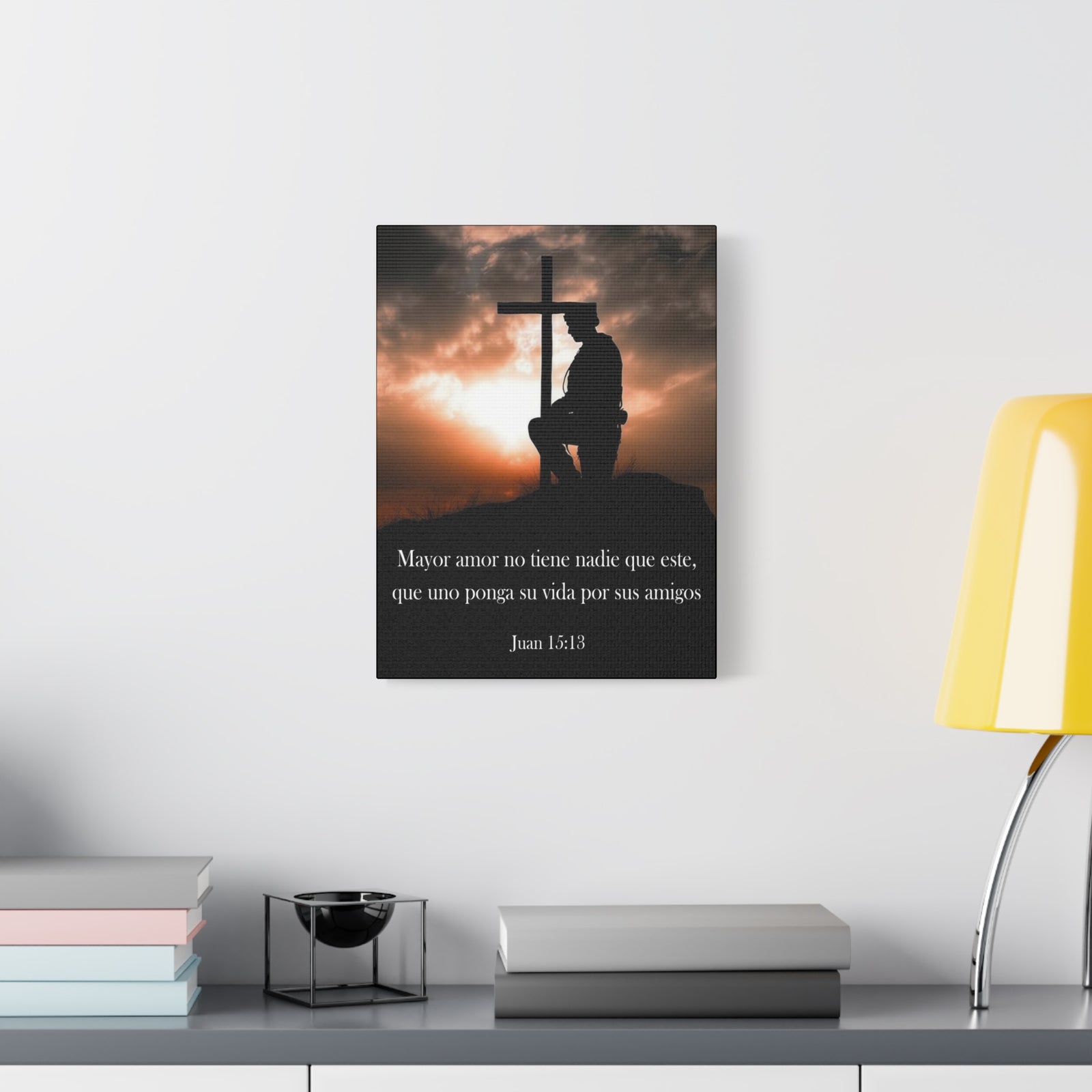 Scripture Walls John 15:13 Greater Love Soldier at Cross Christian Wall Art Print Ready to Hang Unframed-Express Your Love Gifts