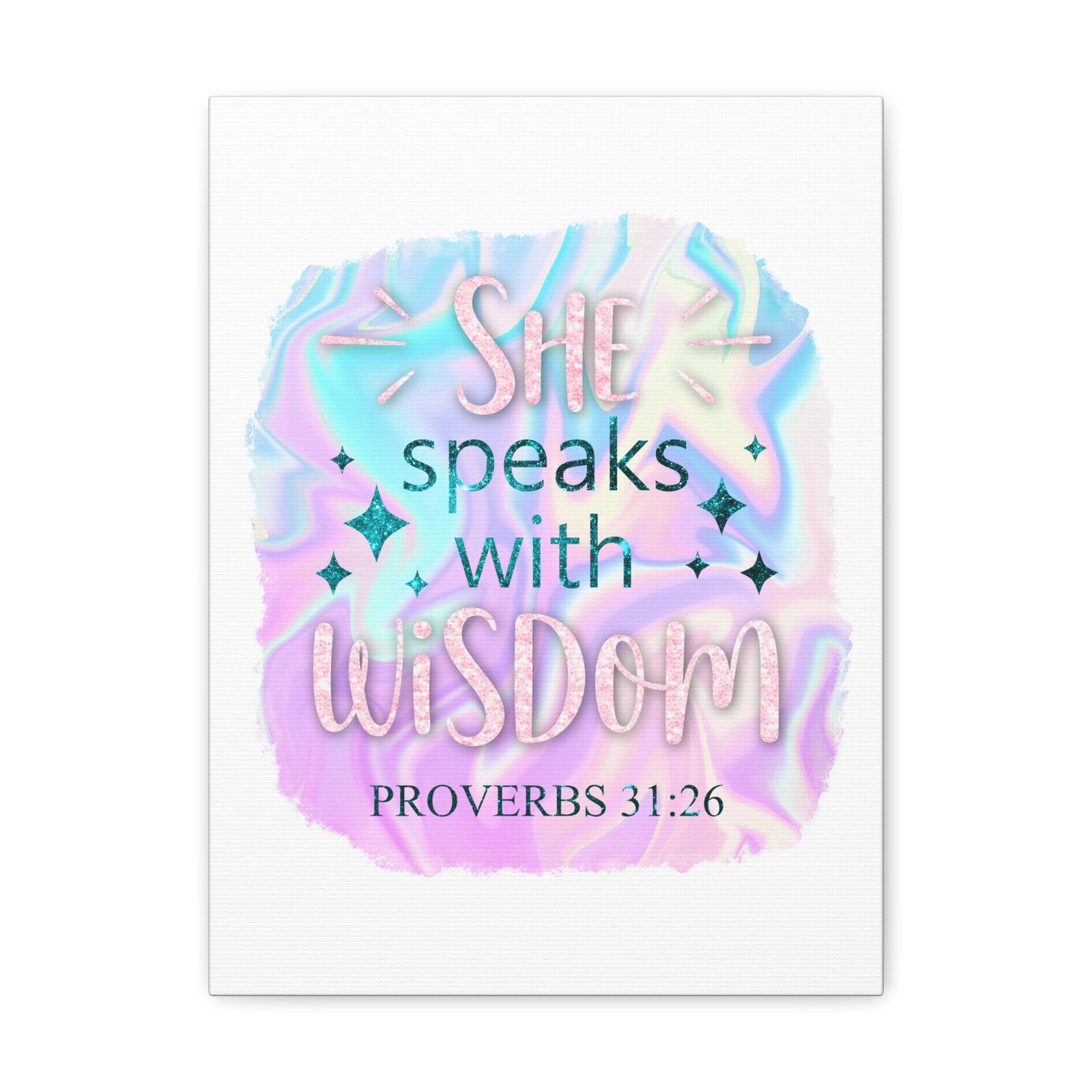 Scripture Walls Proverbs 31:26 She Speaks With Wisdom Bible Verse Canvas Christian Wall Art Ready to Hang Unframed-Express Your Love Gifts