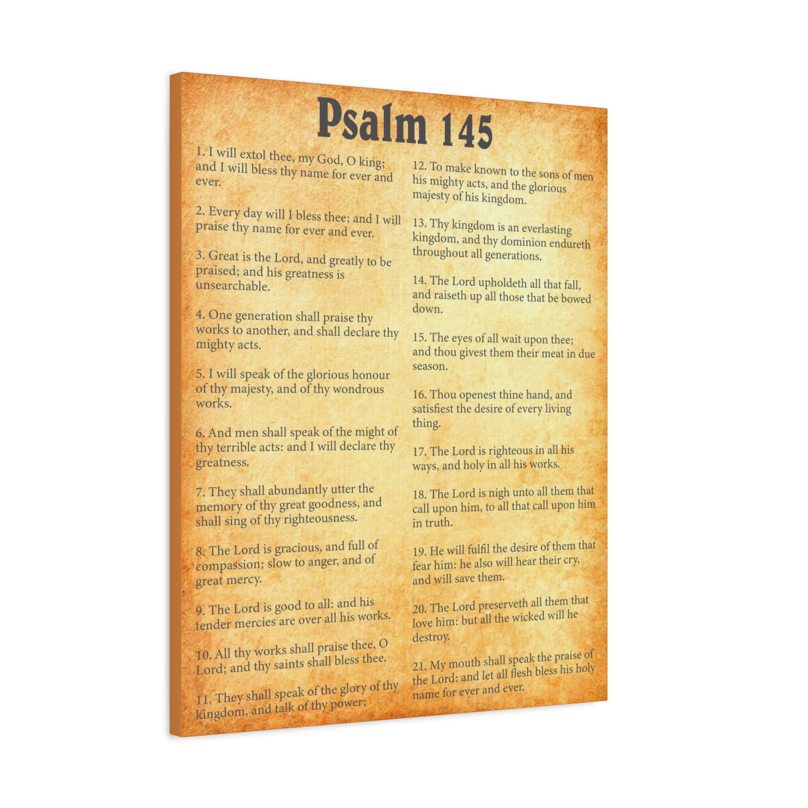 Scripture Walls Psalm 145 Gold Bible Chapter Canvas Christian Wall Art Ready to Hang-Express Your Love Gifts