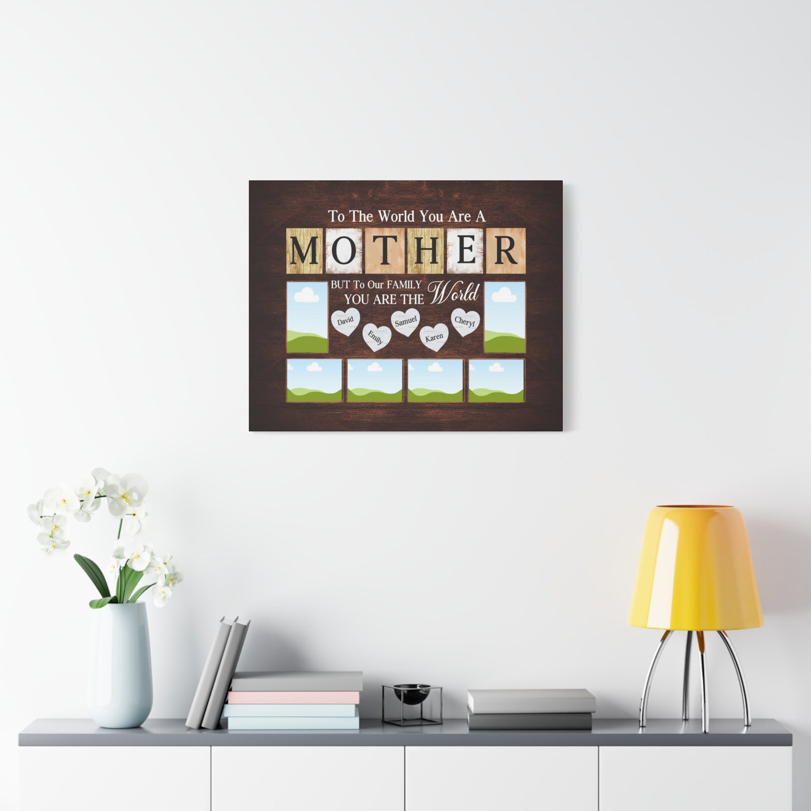 Personalized Mother Family Photo Canvas – “To The World You Are A Mother”-Express Your Love Gifts