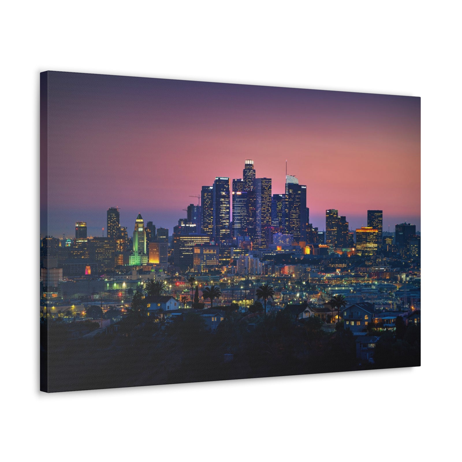 Los Angeles Night Skyline Canvas Artwork High-Quality Breathtaking Stunning Cityscape for Home Decor Ready to Hang-Express Your Love Gifts