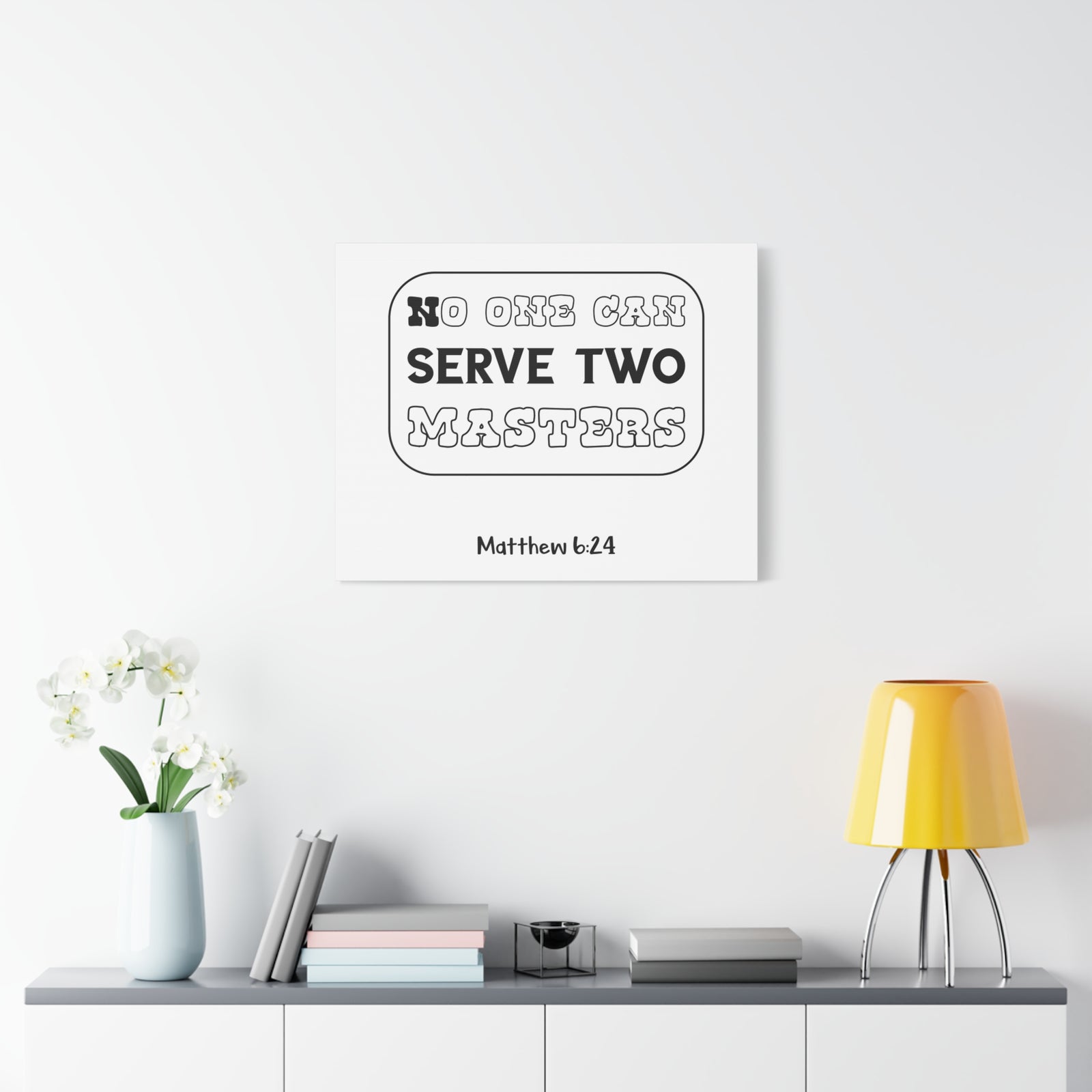 Scripture Canvas No One Can Serve Matthew 6:24 Christian Wall Art Bible Verse Print Ready To Hang-Express Your Love Gifts