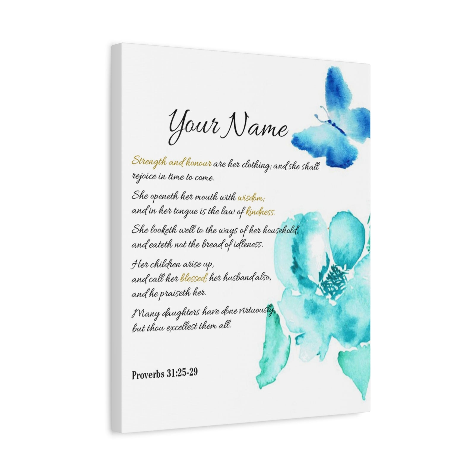 Personalized She is Strong Proverbs 31:25-29 Bible Chapter Canvas Christian Wall Art Ready to Hang-Express Your Love Gifts