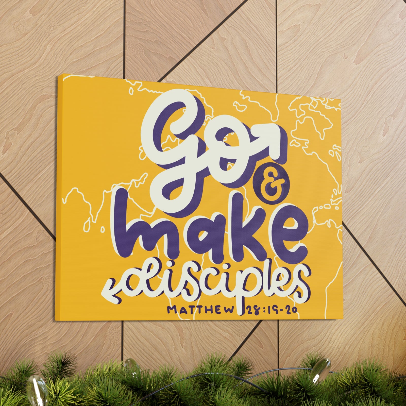 Scripture Canvas Go And Make Disciples Matthew 28:19-20 Christian Wall Art Bible Verse Print Ready to Hang-Express Your Love Gifts