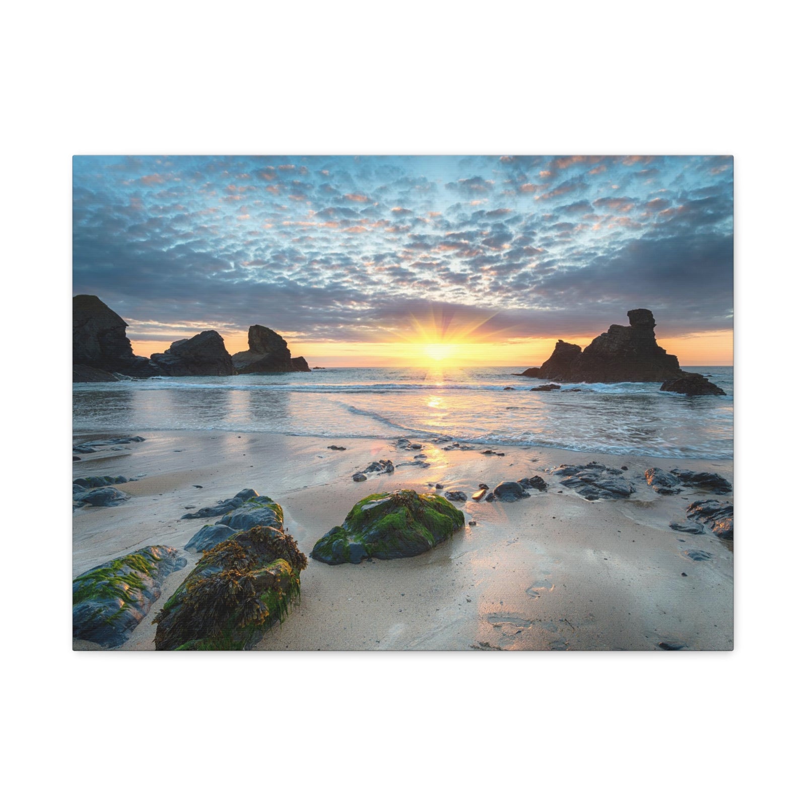Sunset At Porthcothan Bay Canvas Wall Art for Home Decor Ready-to-Hang-Express Your Love Gifts